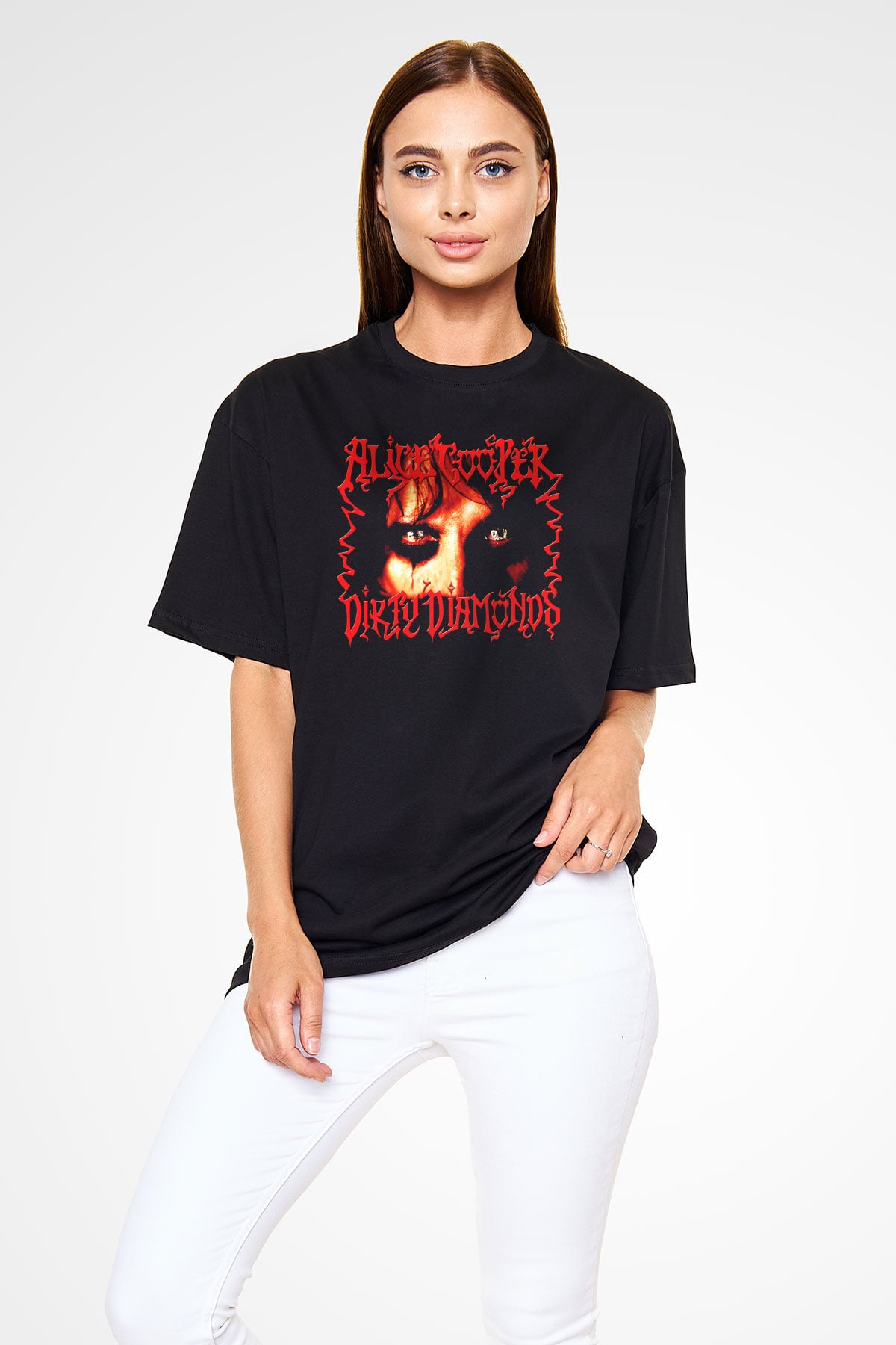 Alice Cooper Siyah Unisex Oversize Tişört T-Shirt
