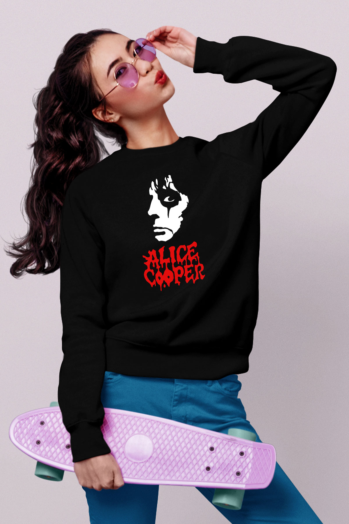 Alice Cooper Siyah Unisex Sweatshirt