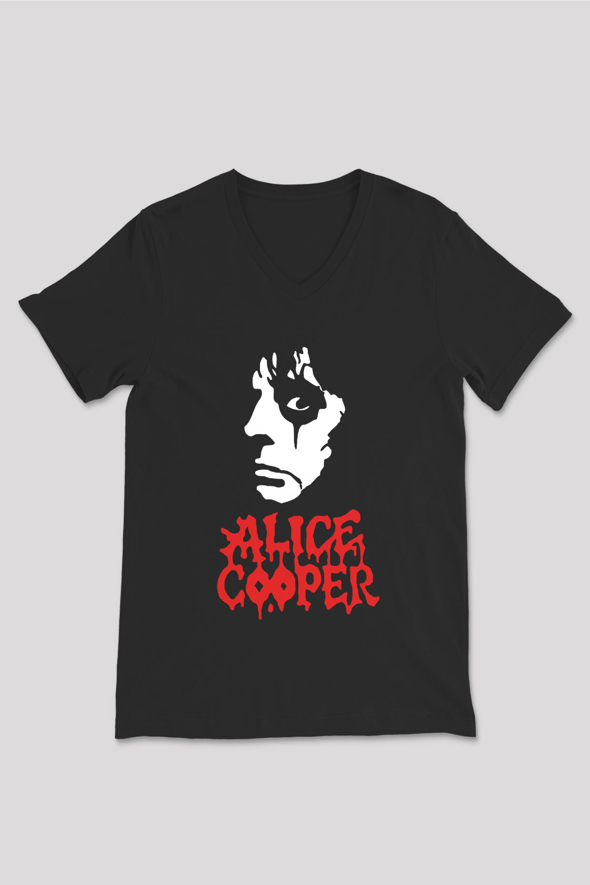 Alice Cooper Siyah Unisex V Yaka Tişört T-Shirt