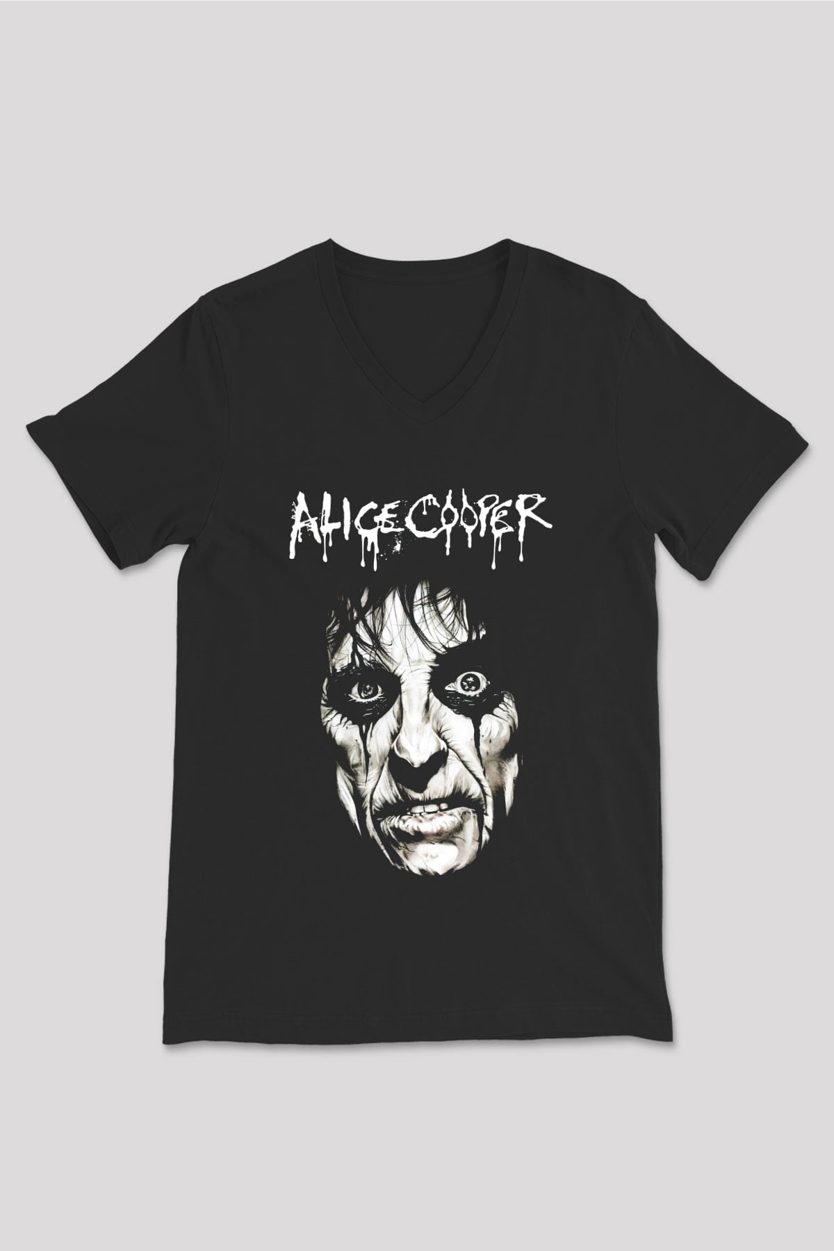 Alice Cooper Siyah Unisex V Yaka Tişört T-Shirt