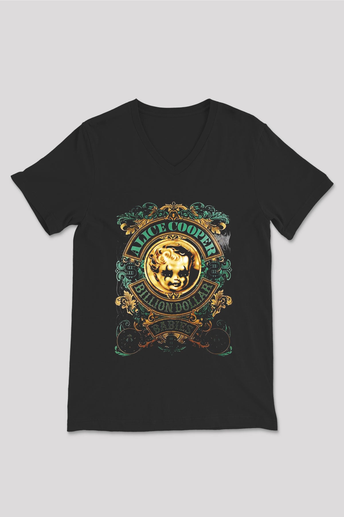 Alice Cooper Siyah Unisex V Yaka Tişört T-Shirt