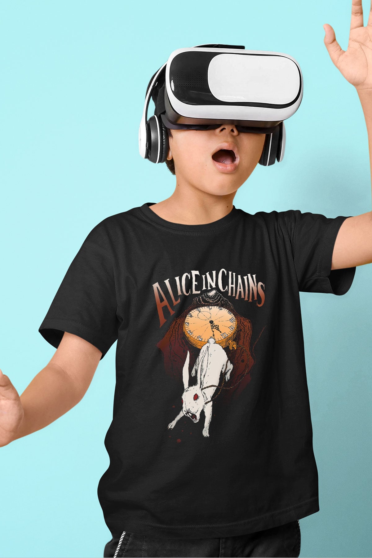 Alice in Chains Baskılı Siyah Unisex Çocuk Tişört