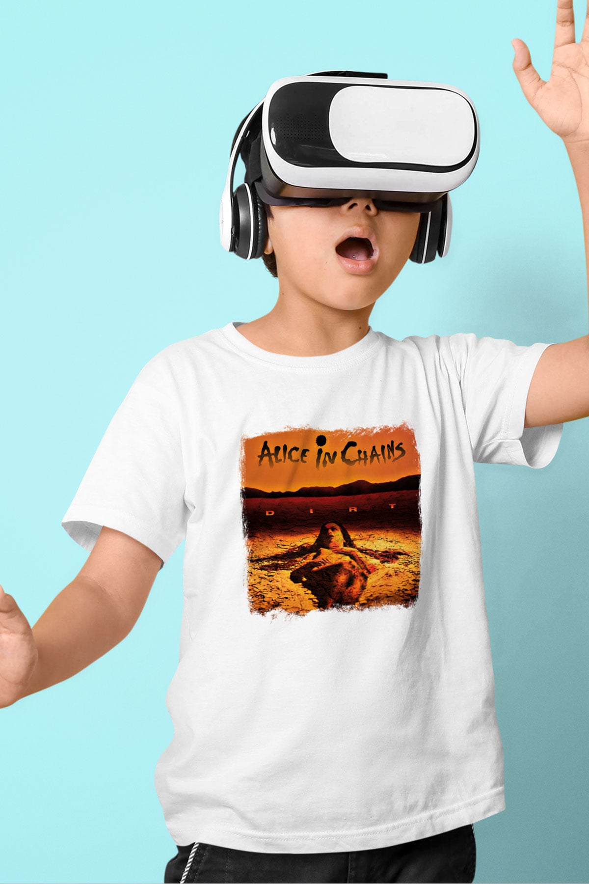 Alice in Chains Baskılı Unisex Beyaz Çocuk Tişört