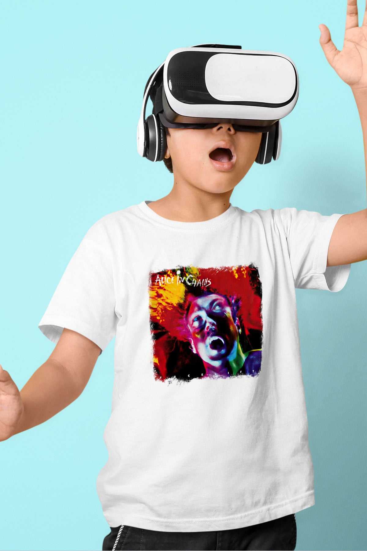 Alice in Chains Baskılı Unisex Beyaz Çocuk Tişört