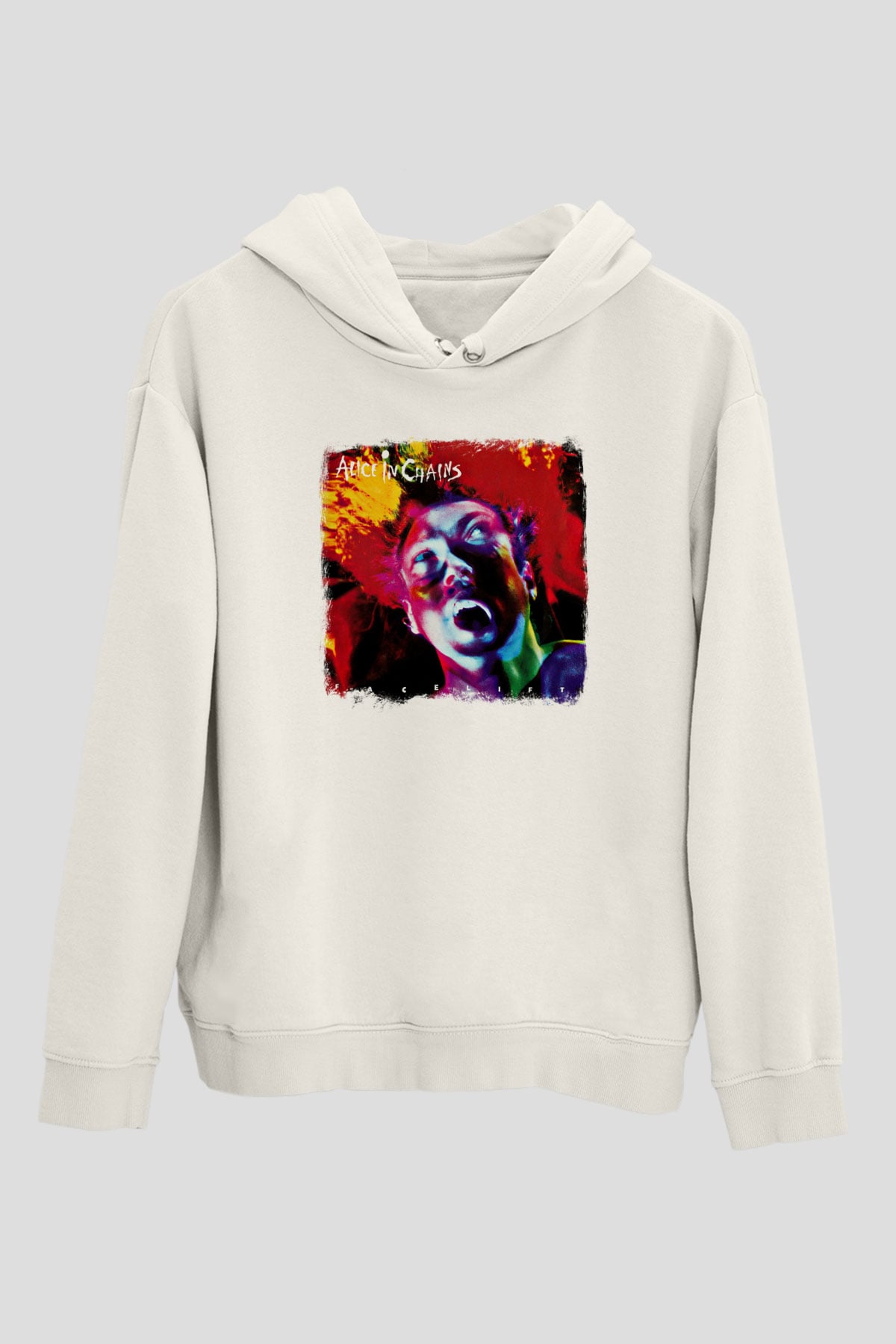Alice in Chains Baskılı Unisex Beyaz Hoodie