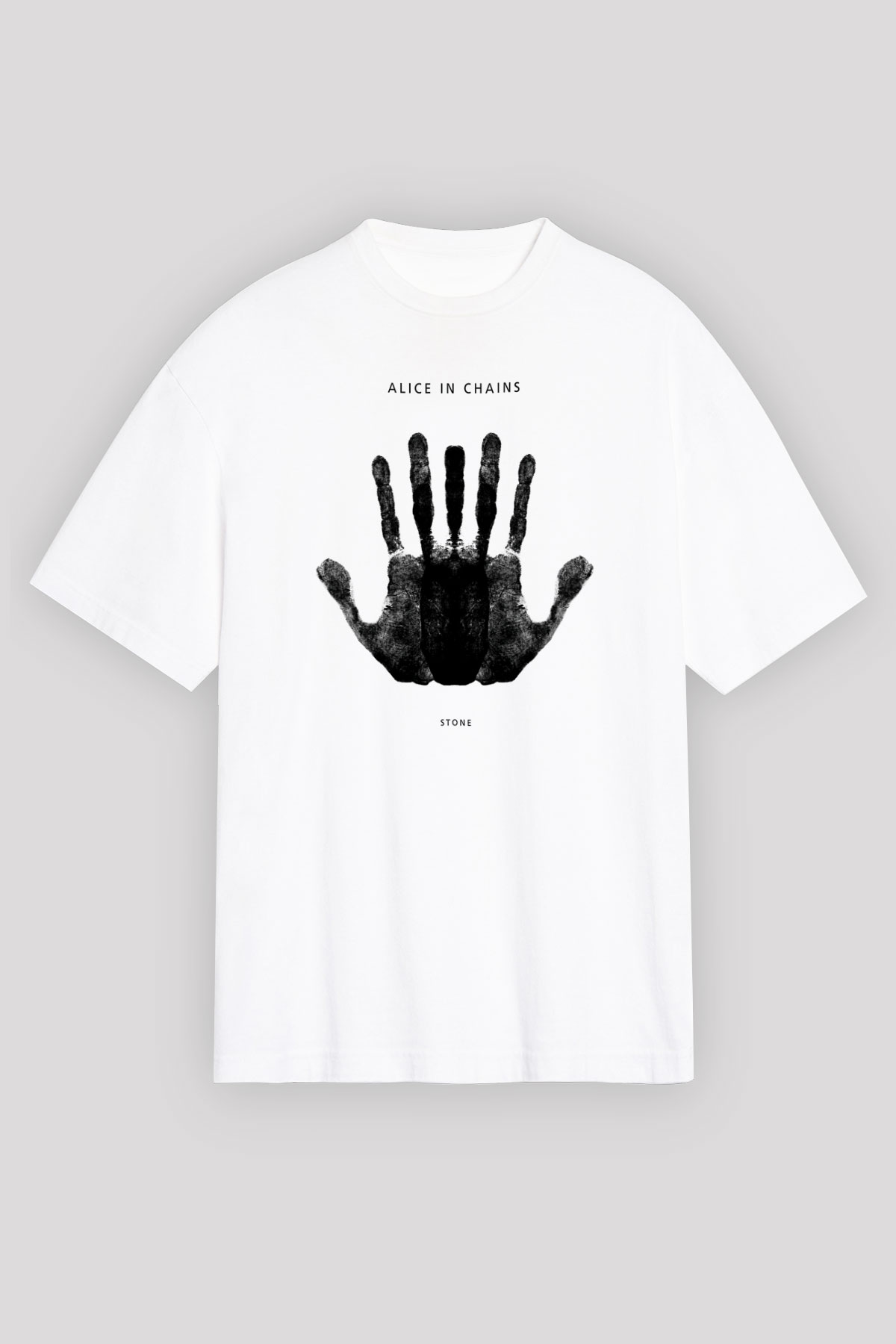 Alice in Chains Baskılı Unisex Beyaz Oversize Tişört