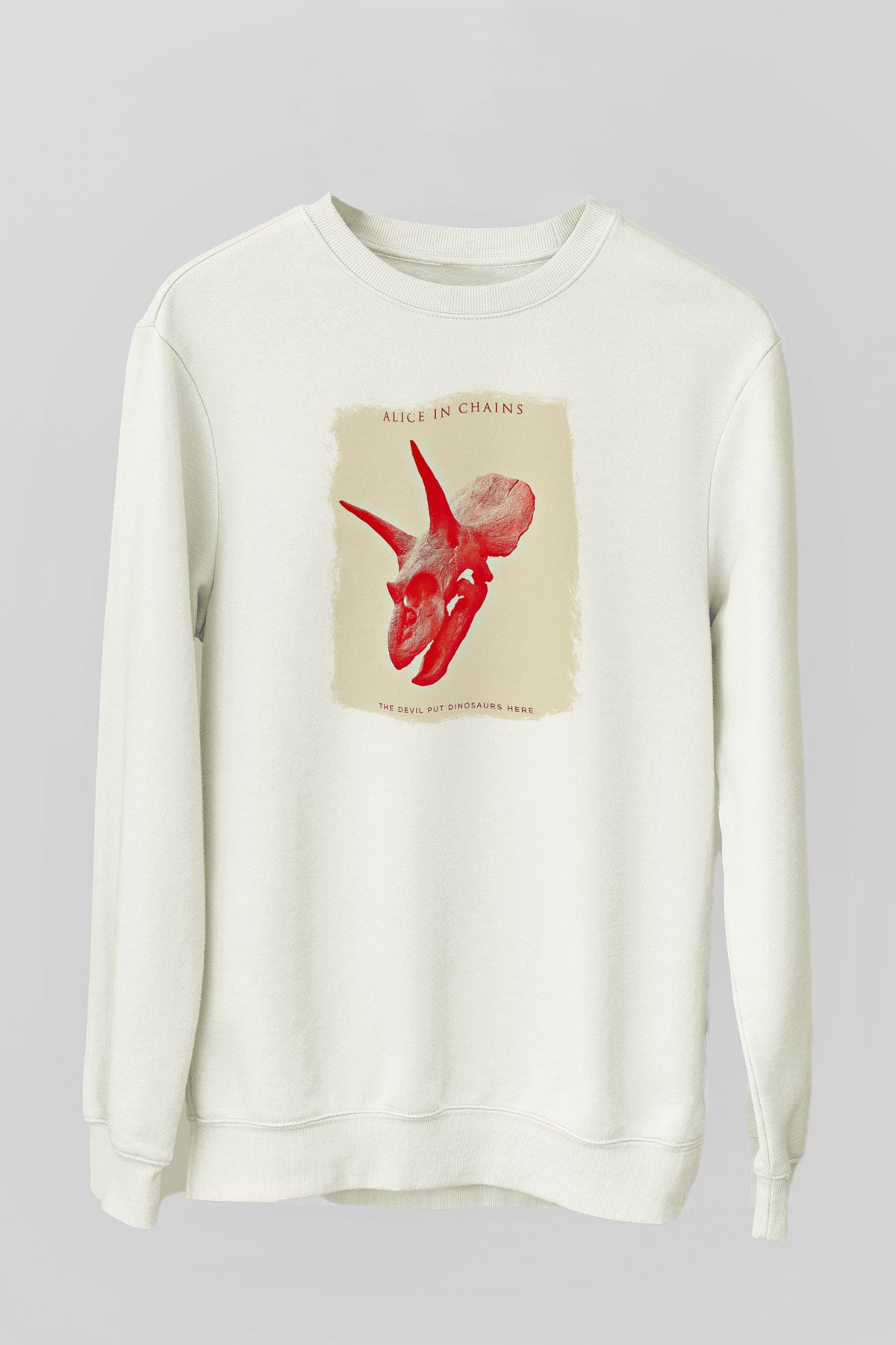 Alice in Chains Baskılı Unisex Beyaz Sweatshirt