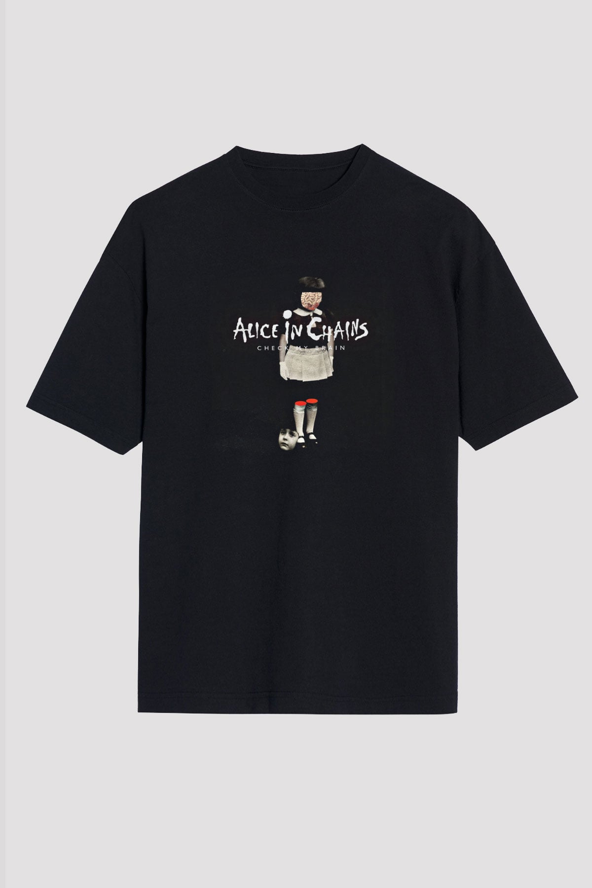 Alice in Chains Baskılı Unisex Siyah Oversize Tişört