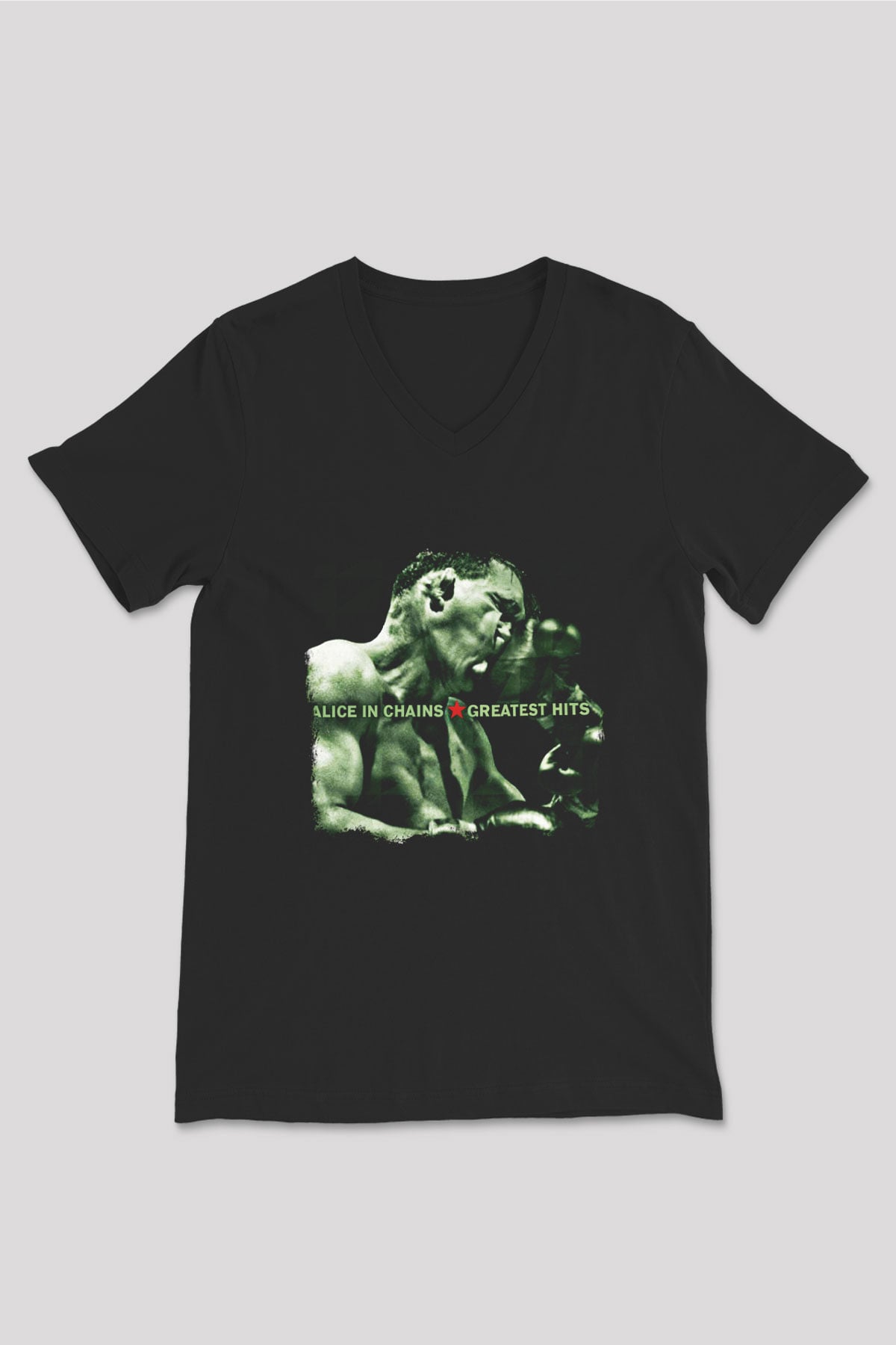 Alice in Chains Baskılı Unisex Siyah V Yaka Tişört