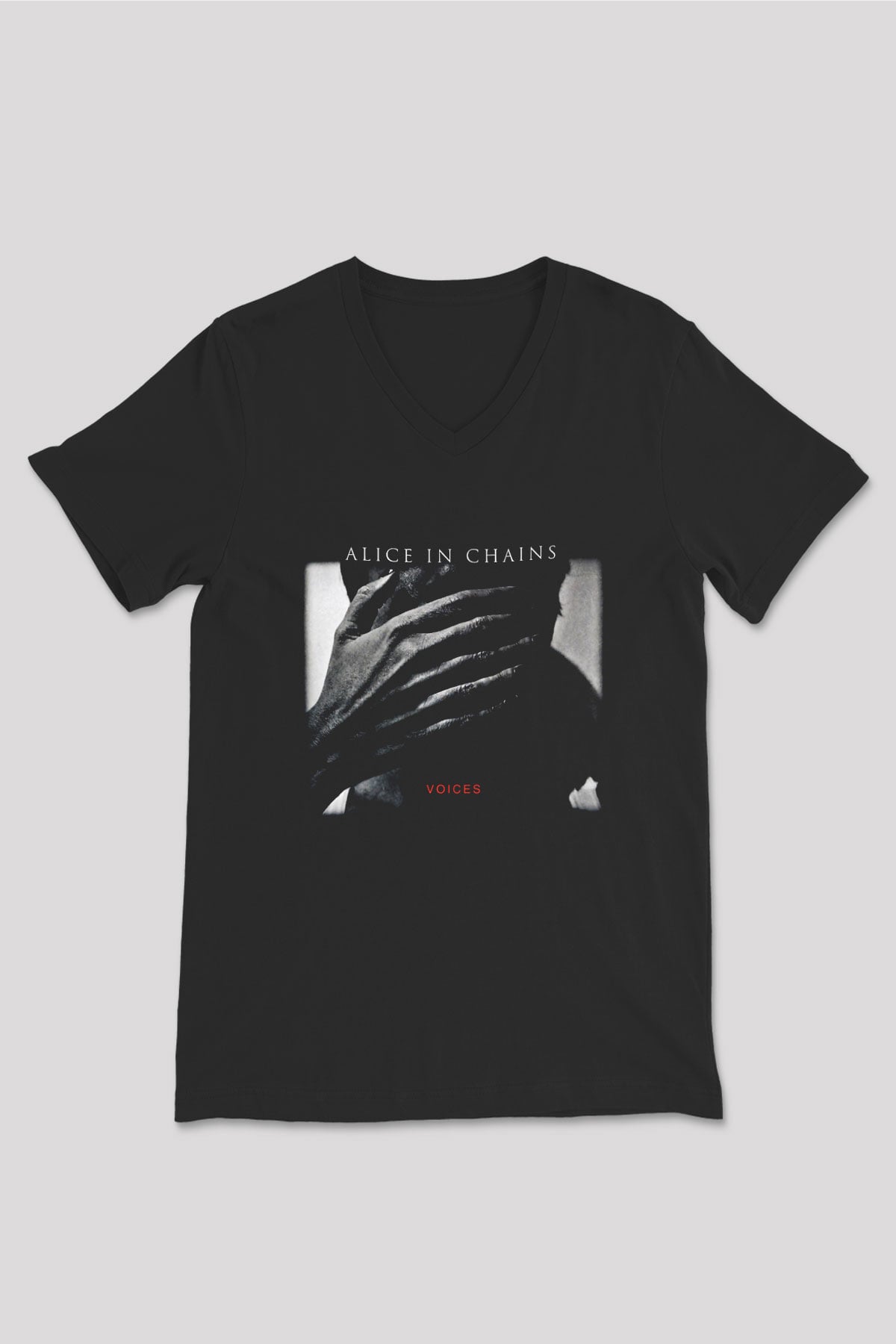 Alice in Chains Baskılı Unisex Siyah V Yaka Tişört