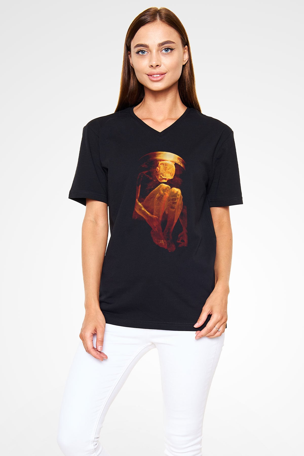 Alice in Chains Baskılı Unisex Siyah V Yaka Tişört
