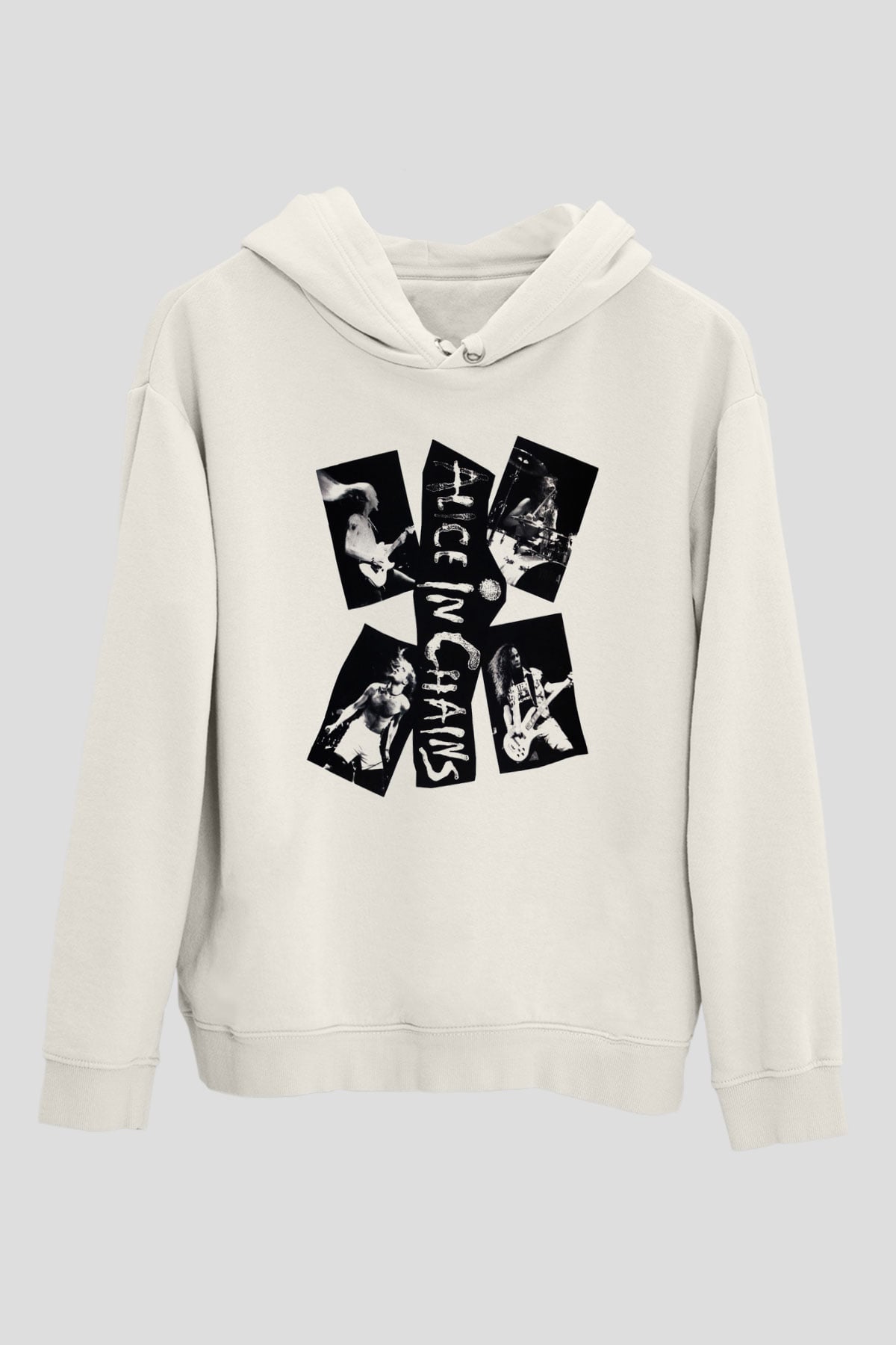 Alice in Chains Beyaz Unisex Kapşonlu Sweatshirt
