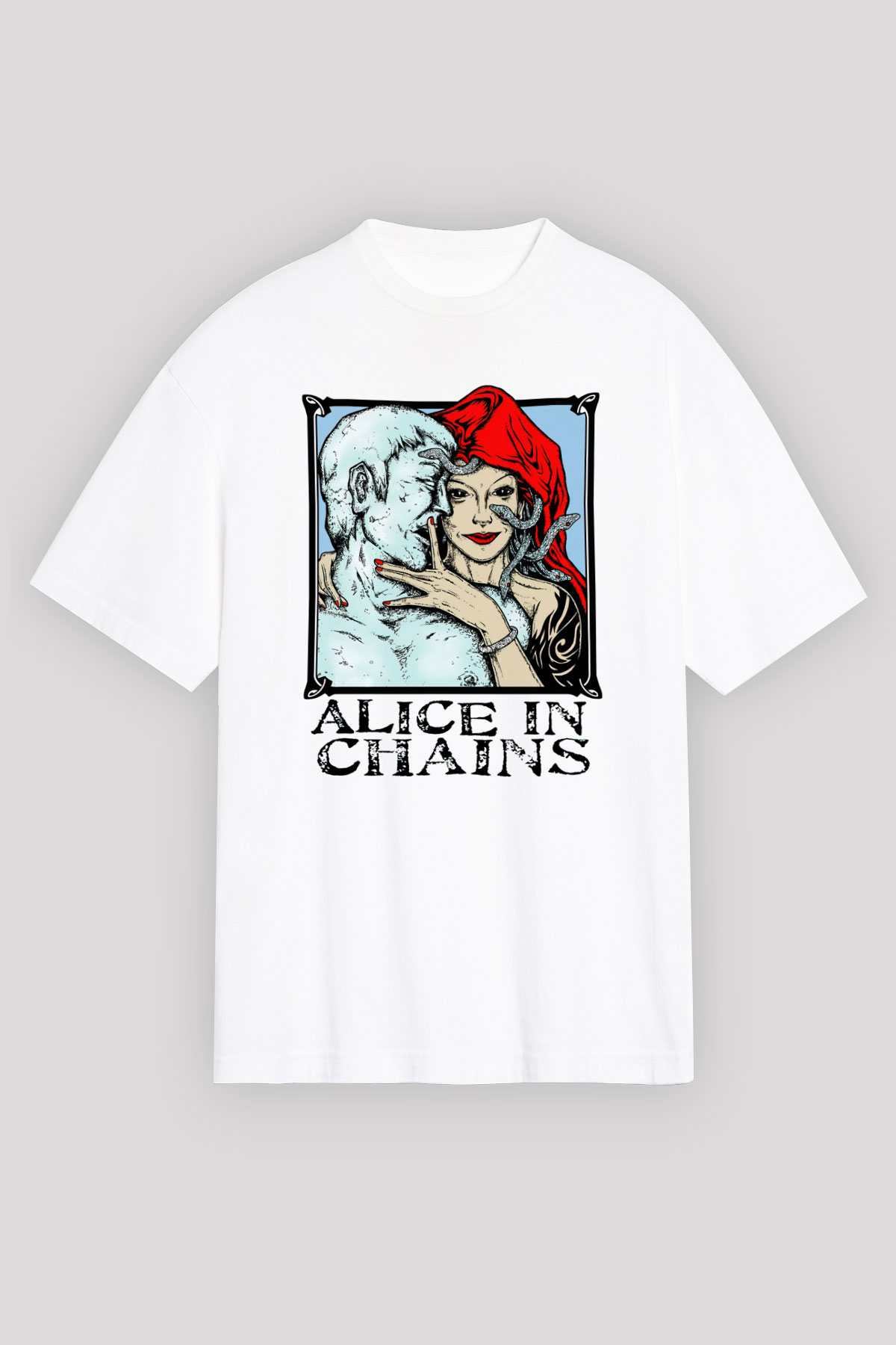 Alice in Chains Beyaz Unisex Oversize Tişört T-Shirt