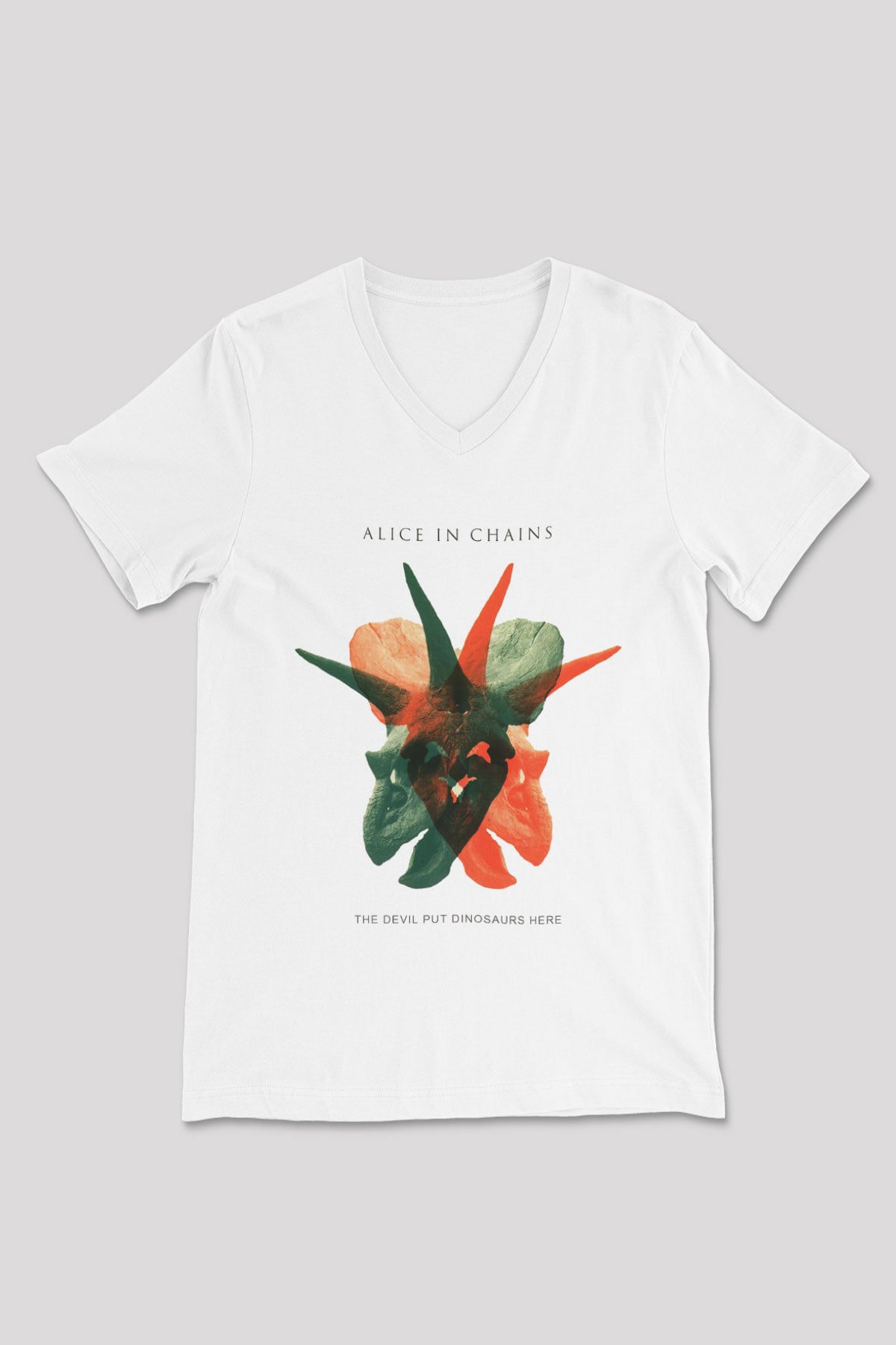 Alice in Chains Beyaz Unisex V Yaka Tişört T-Shirt