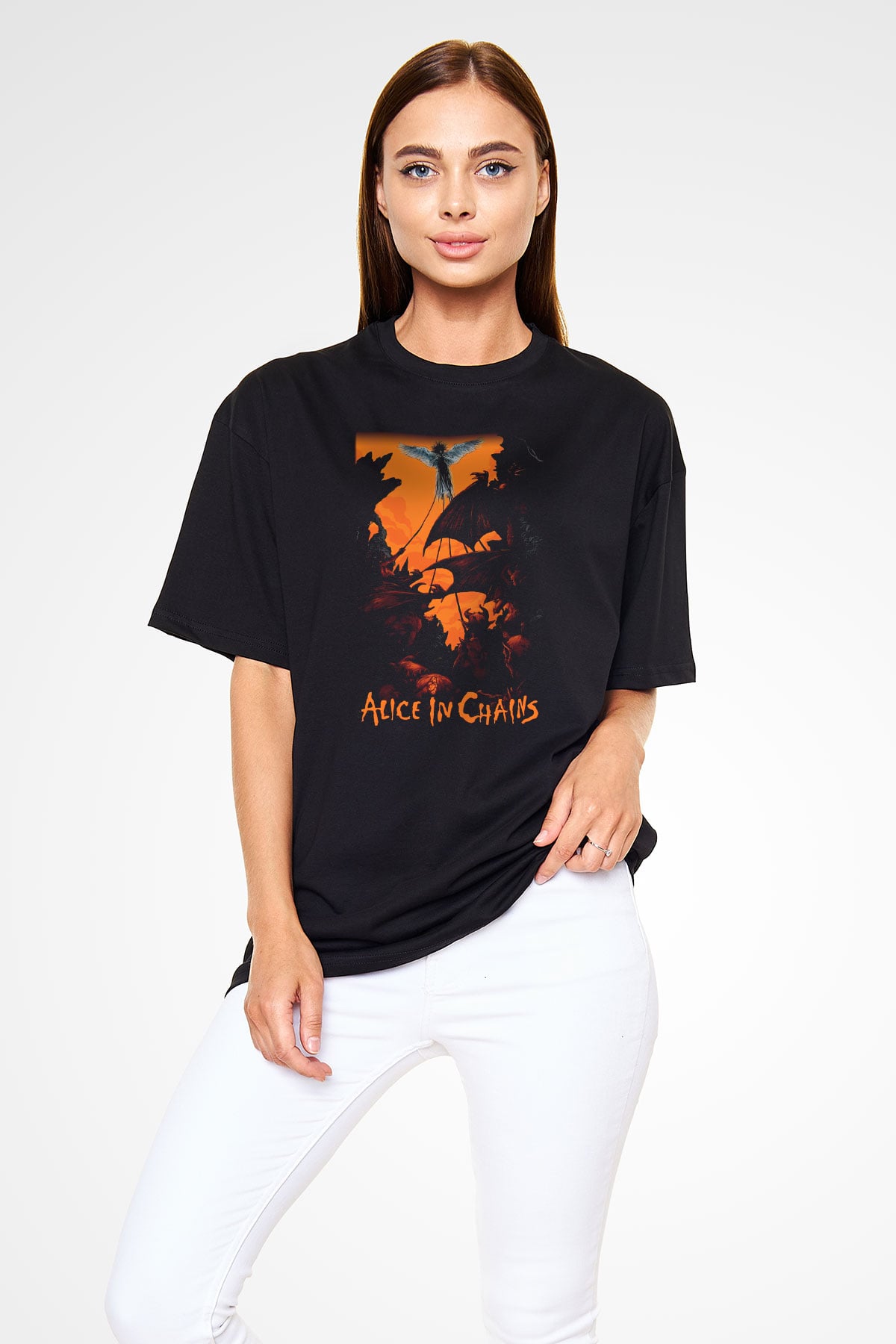 Alice in Chains Siyah Unisex Oversize Tişört T-Shirt