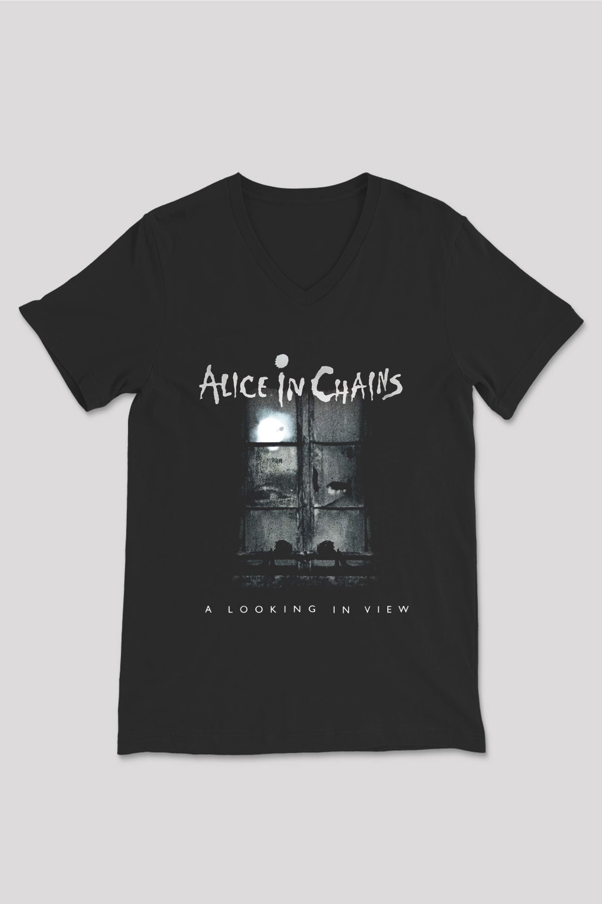 Alice in Chains Siyah Unisex V Yaka Tişört T-Shirt