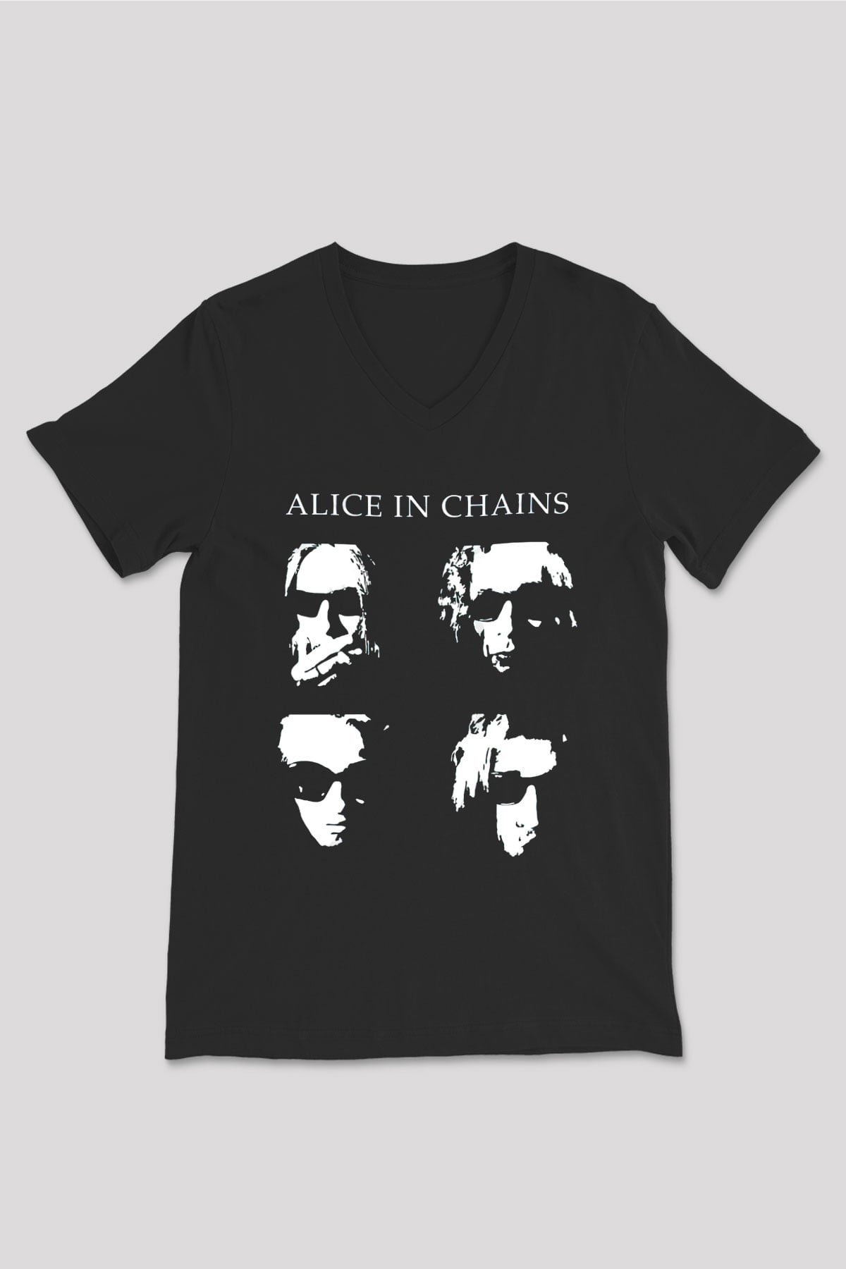 Alice in Chains Siyah Unisex V Yaka Tişört