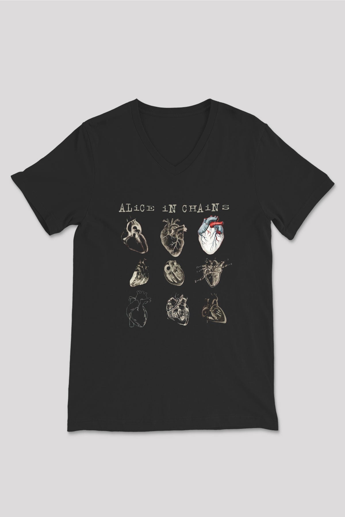 Alice in Chains Siyah Unisex V Yaka Tişört T-Shirt