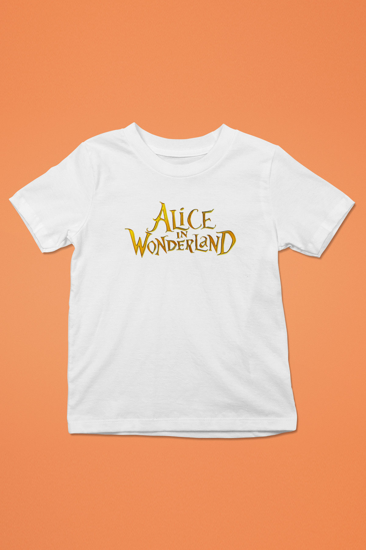 Alice in Wonderland Baskılı Beyaz Unisex Çocuk Tişört