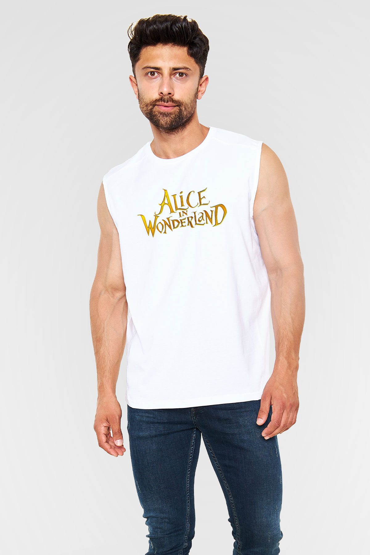 Alice in Wonderland Beyaz Unisex Kolsuz Tişört
