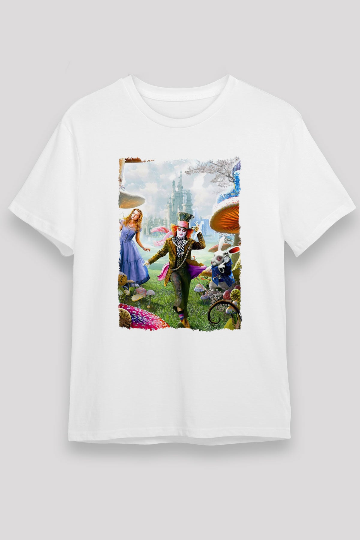 Alice in Wonderland Beyaz Unisex Tişört T-Shirt