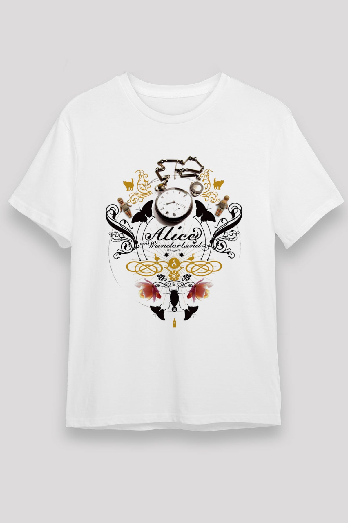 Alice in Wonderland Beyaz Unisex Tişört T-Shirt
