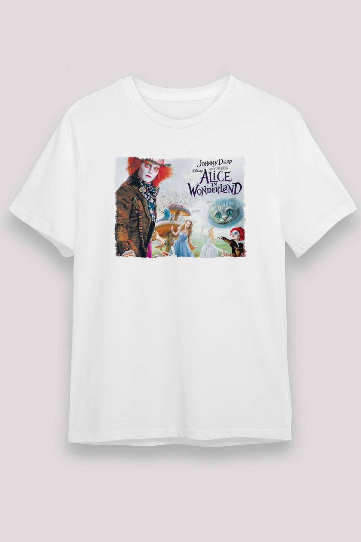 Alice in Wonderland Beyaz Unisex Tişört T-Shirt