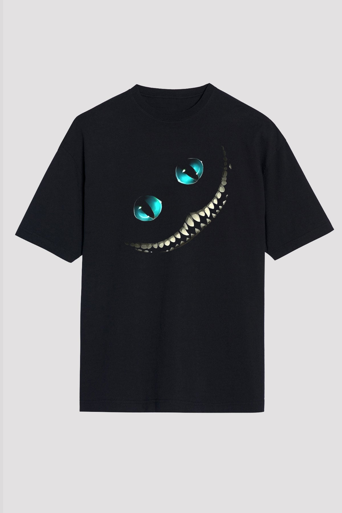 Alice in Wonderland Siyah Unisex Oversize Tişört T-Shirt