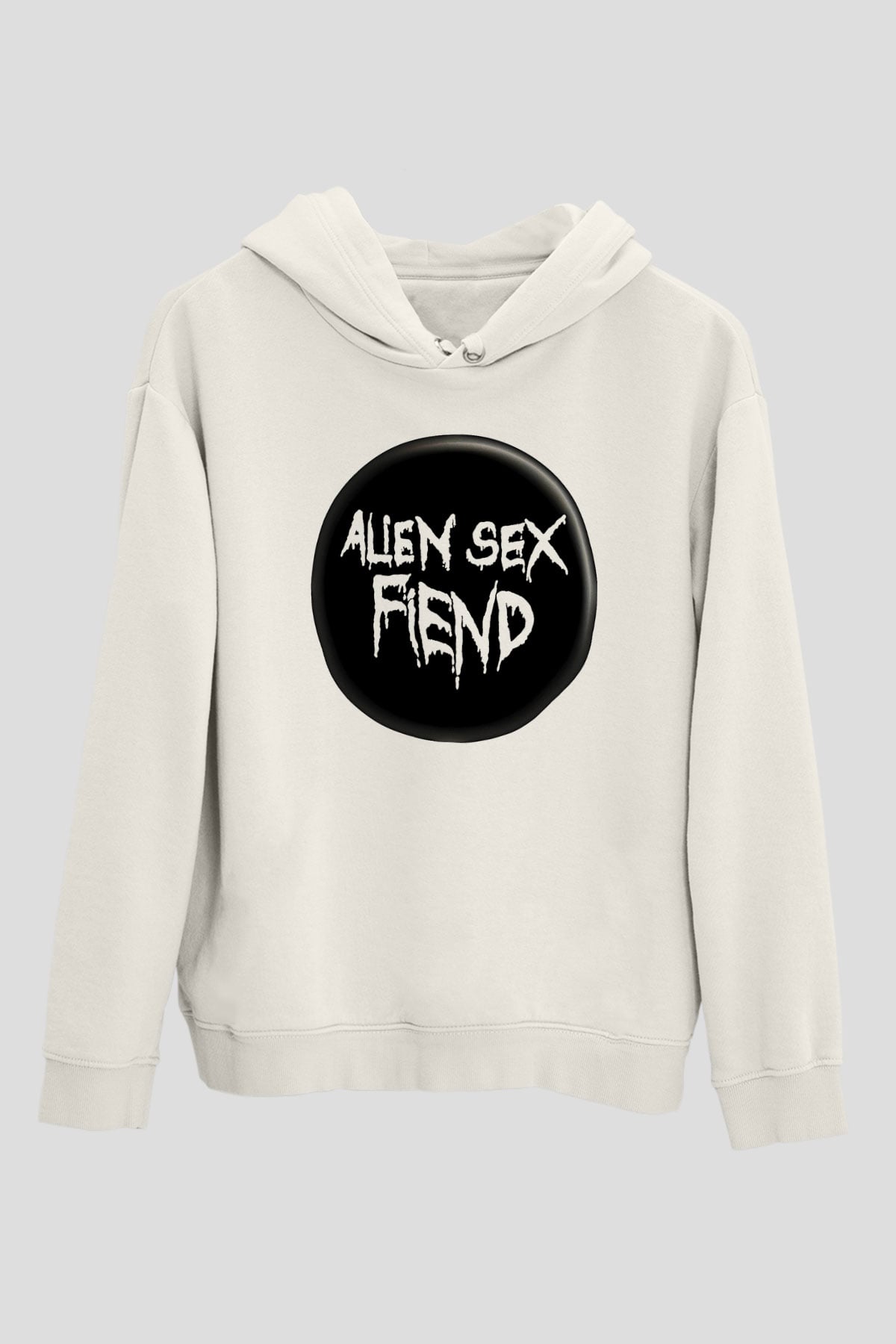 Alien Sex Fiend Baskılı Beyaz Unisex Kapüşonlu Sweatshirt