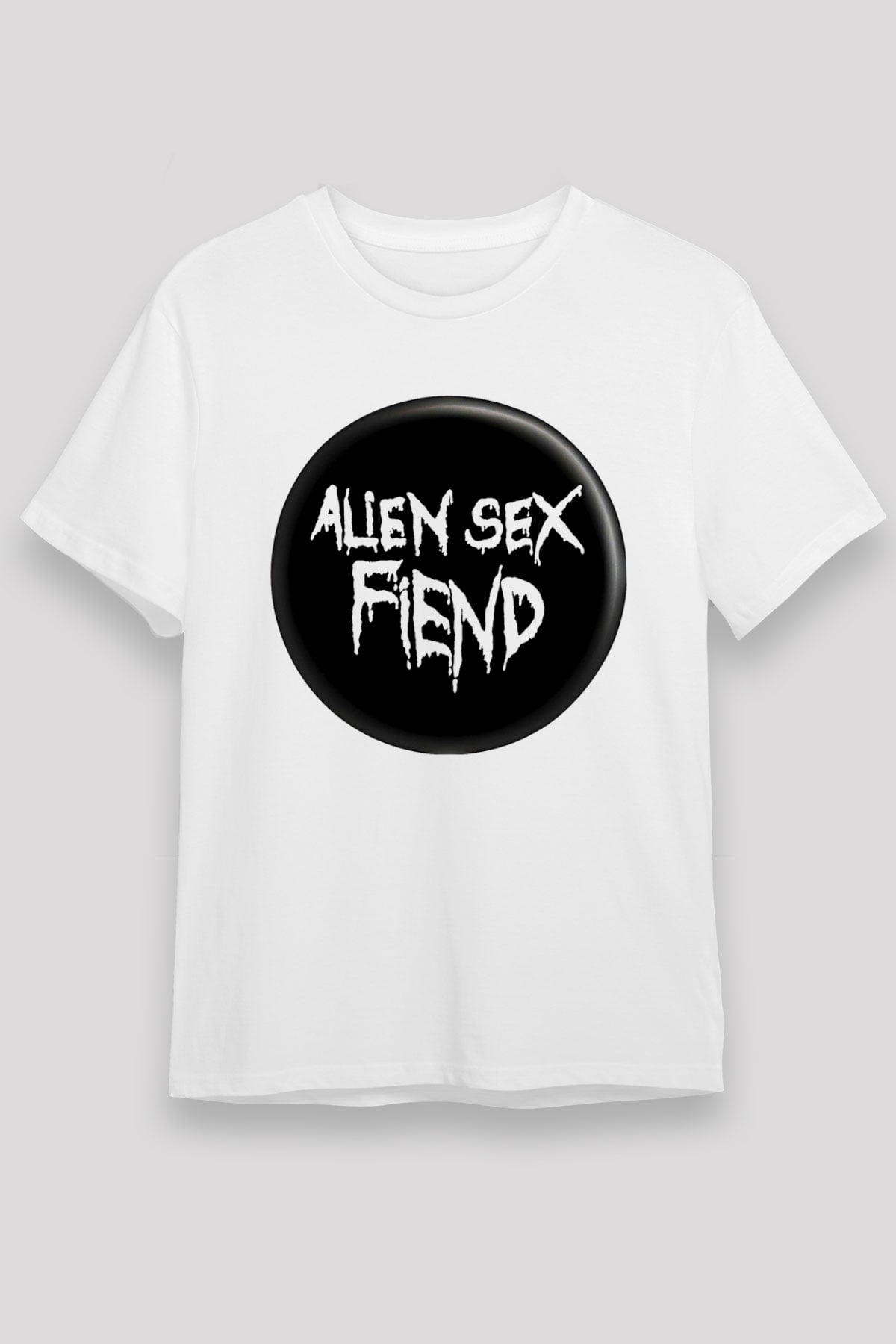 Alien Sex Fiend Baskılı Unisex Beyaz Tişört - Tshirt
