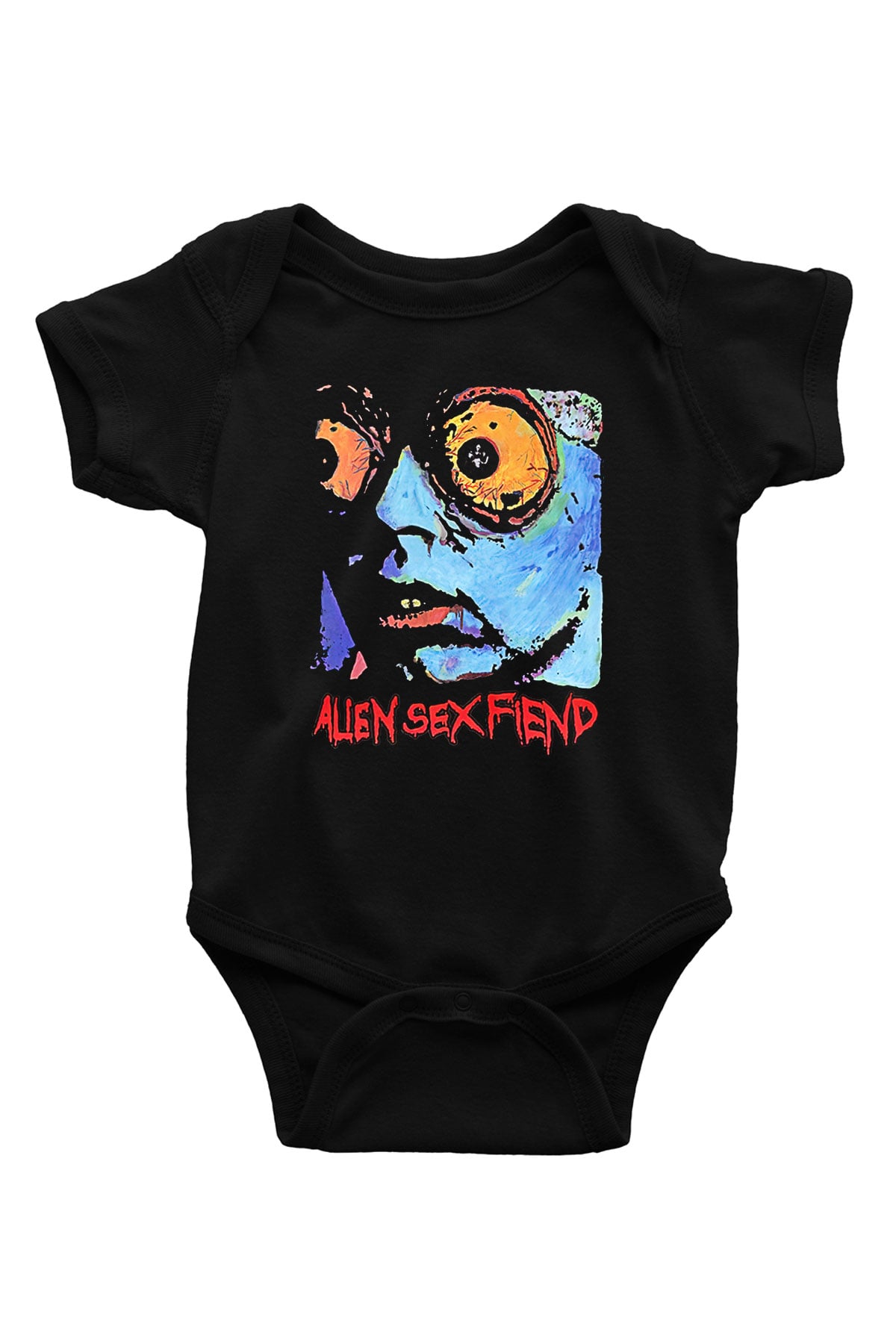 Alien Sex Fiend Baskılı Unisex Siyah Bebek Body - Zıbın