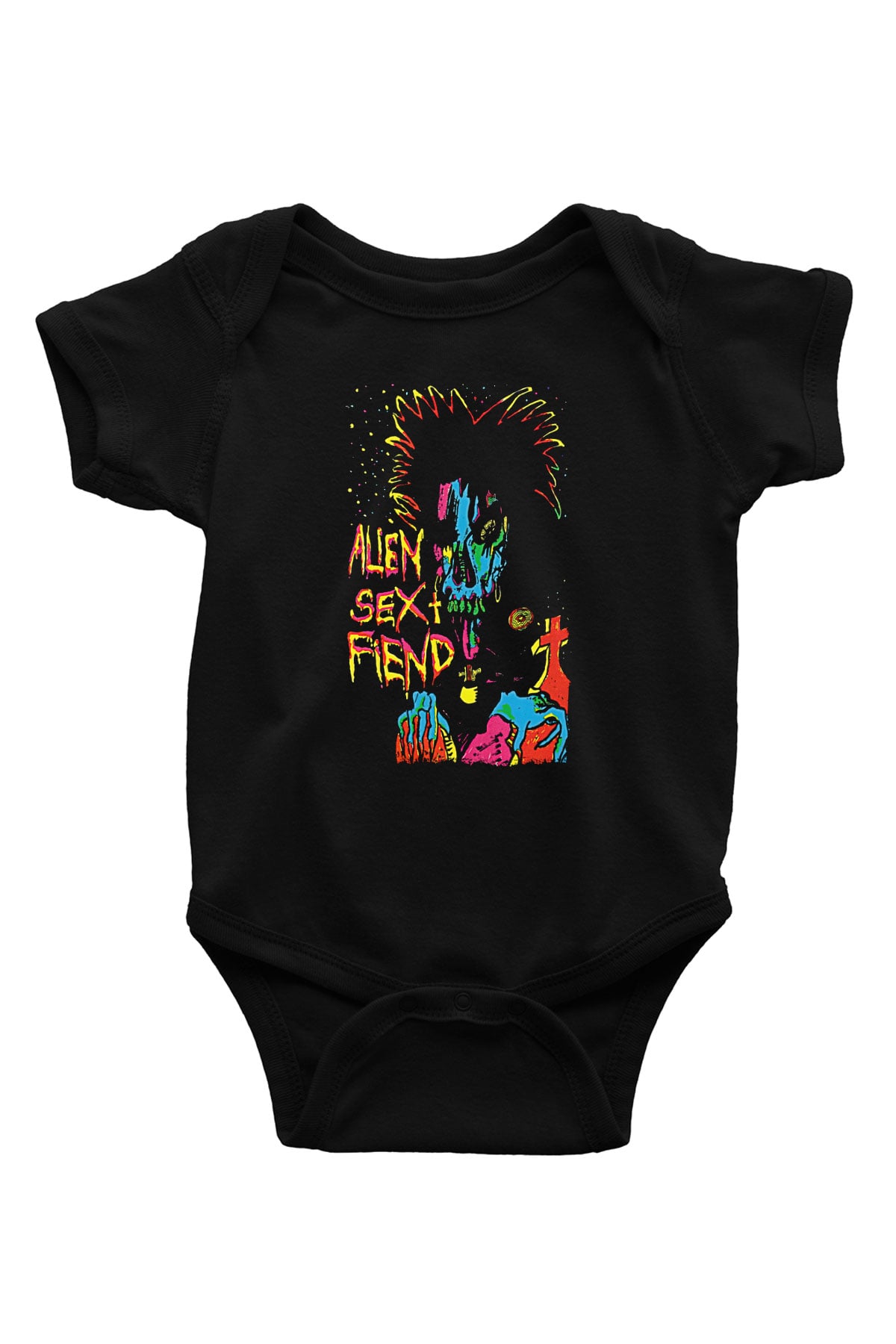 Alien Sex Fiend Baskılı Unisex Siyah Bebek Body - Zıbın