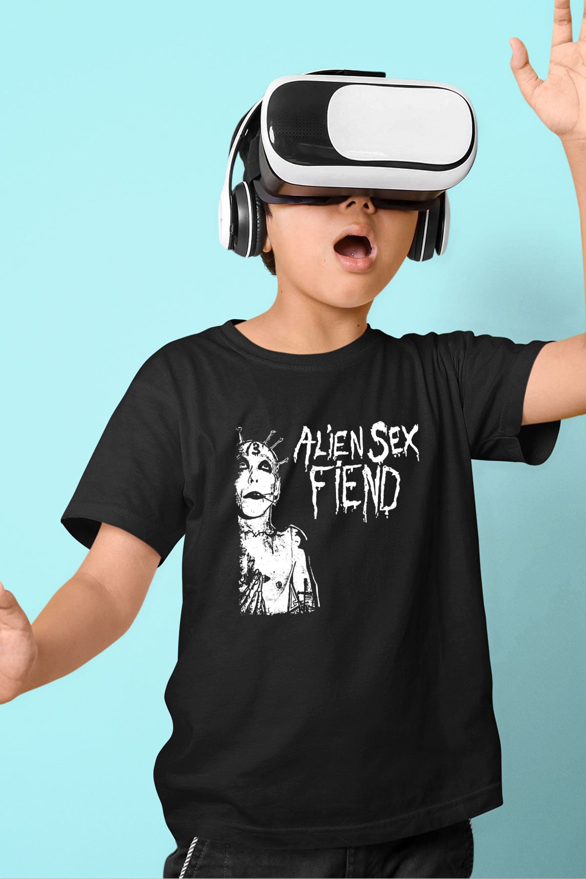 Alien Sex Fiend Baskılı Unisex Siyah Çocuk Tişört - Tshirt