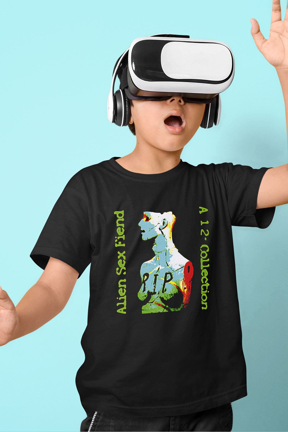 Alien Sex Fiend Baskılı Unisex Siyah Çocuk Tişört - Tshirt