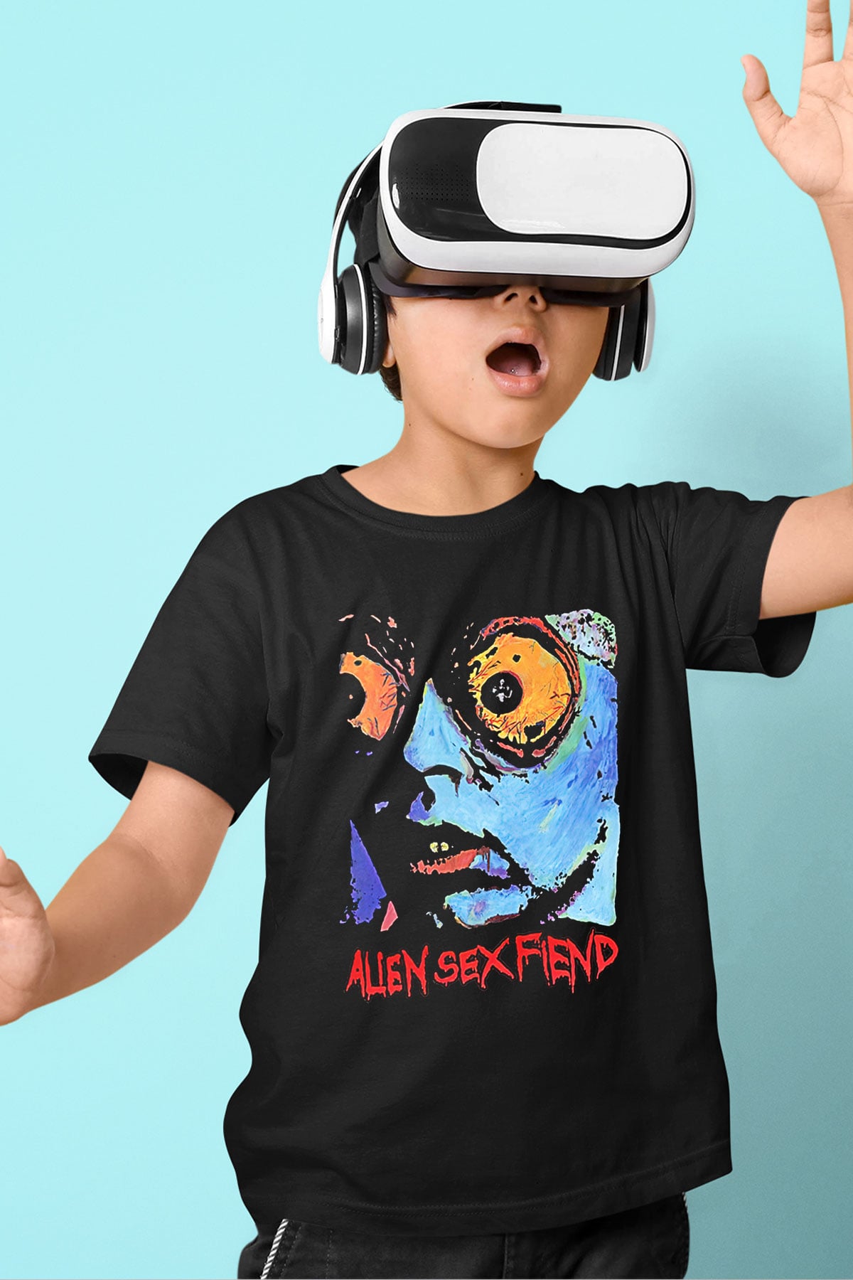 Alien Sex Fiend Baskılı Unisex Siyah Çocuk Tişört - Tshirt