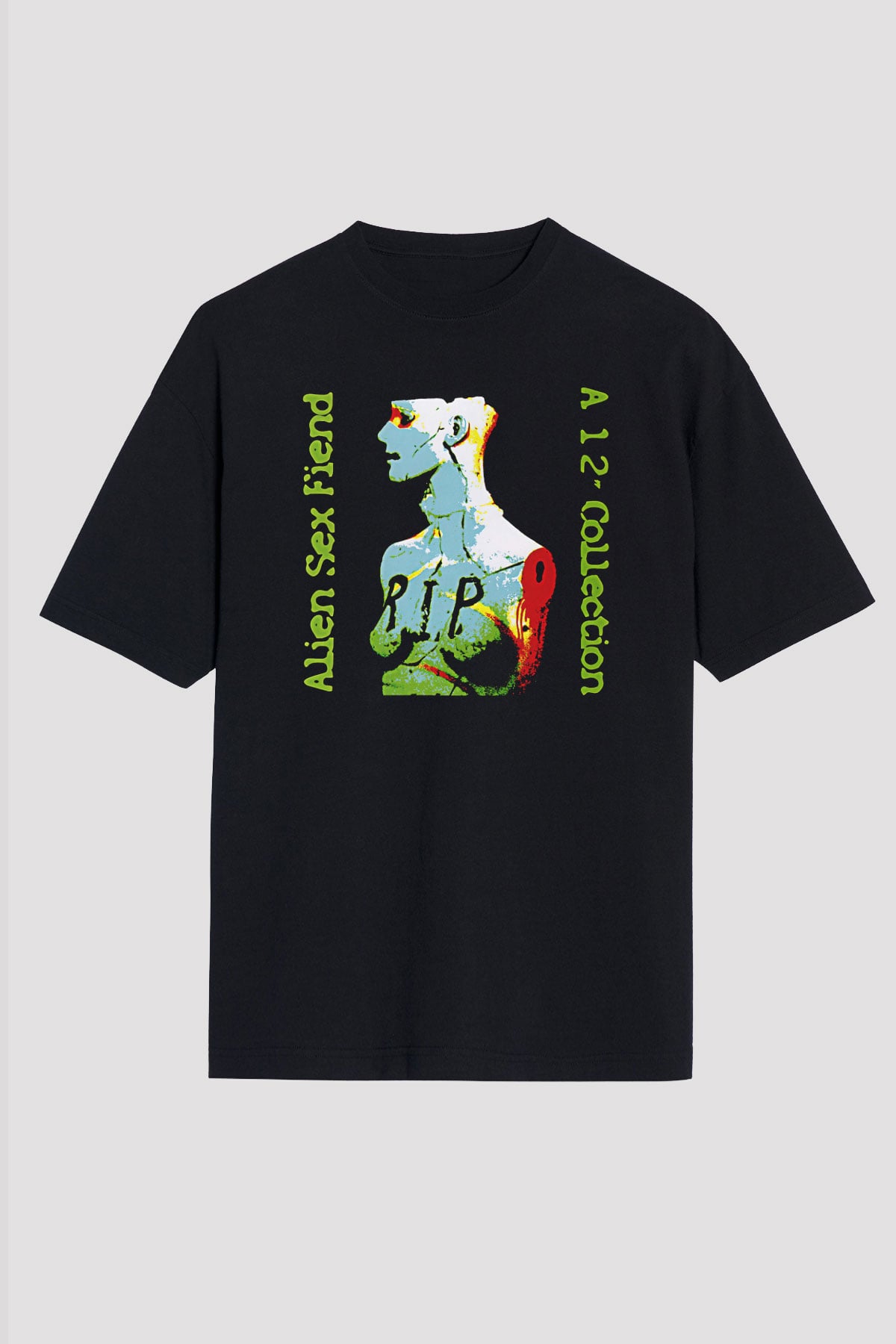 Alien Sex Fiend Baskılı Unisex Siyah Oversize Tişört - Tshirt
