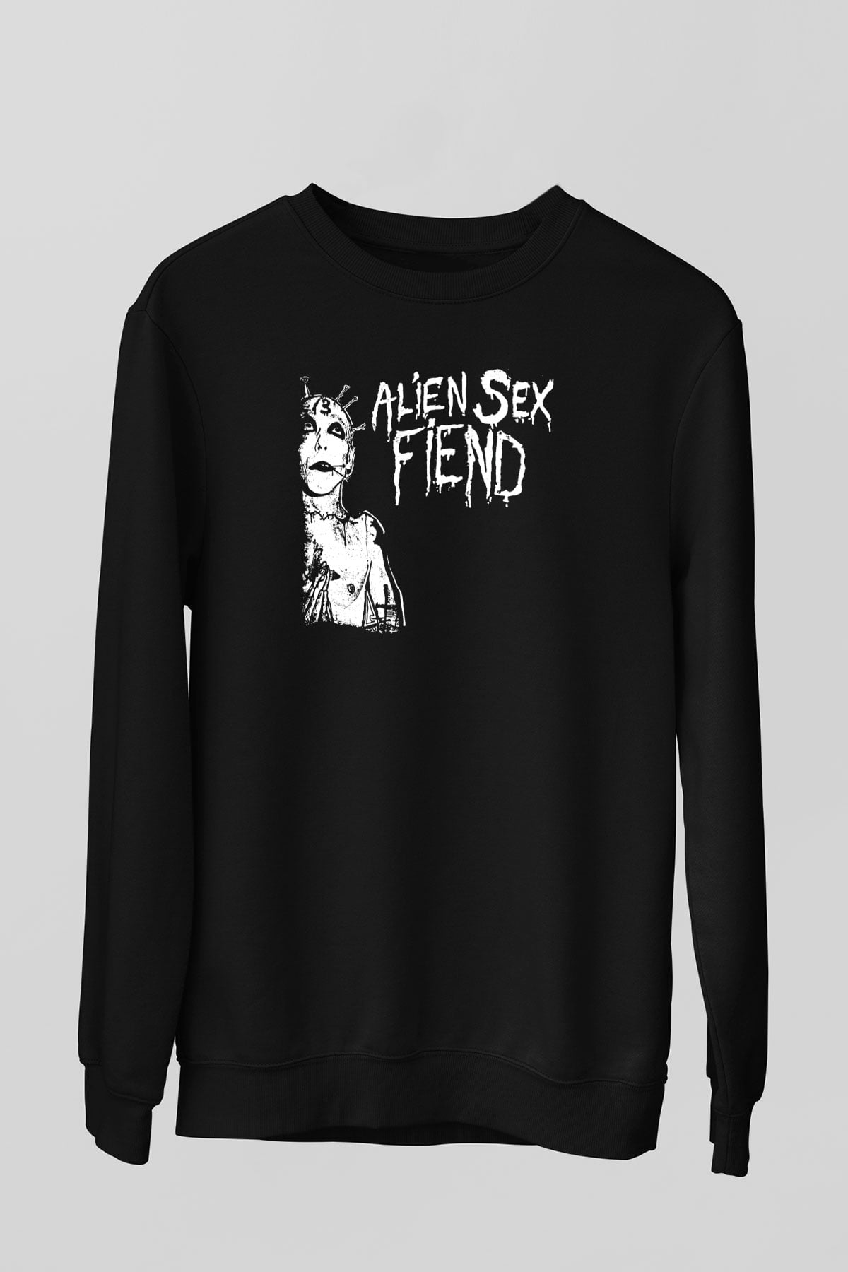Alien Sex Fiend Baskılı Unisex Siyah Sweatshirt