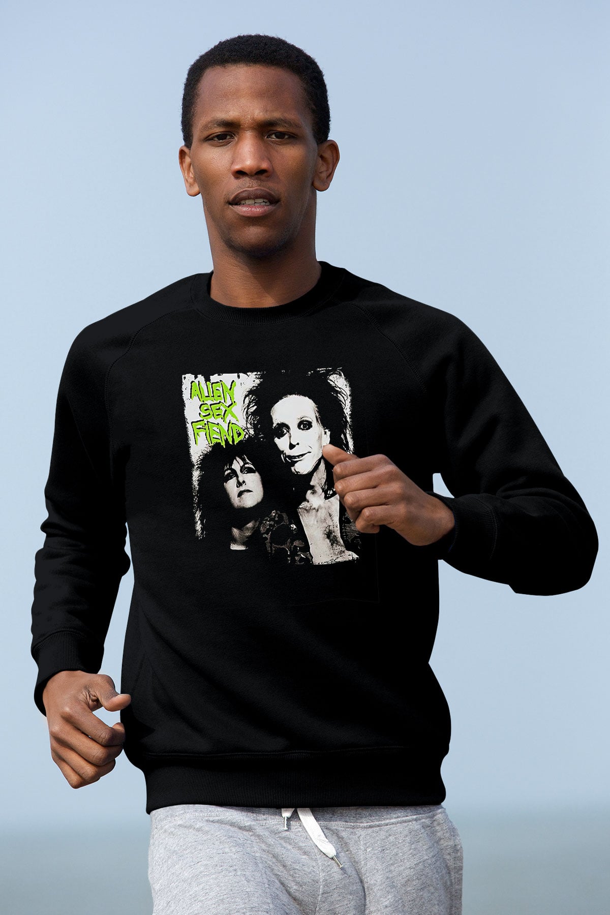 Alien Sex Fiend Baskılı Unisex Siyah Sweatshirt