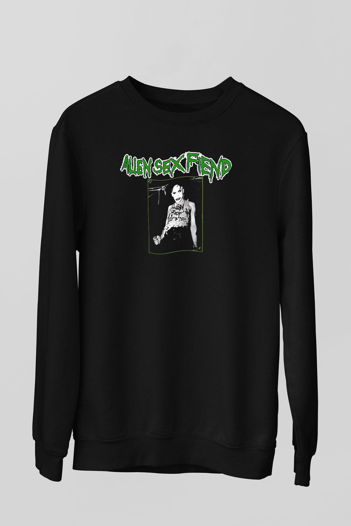 Alien Sex Fiend Baskılı Unisex Siyah Sweatshirt