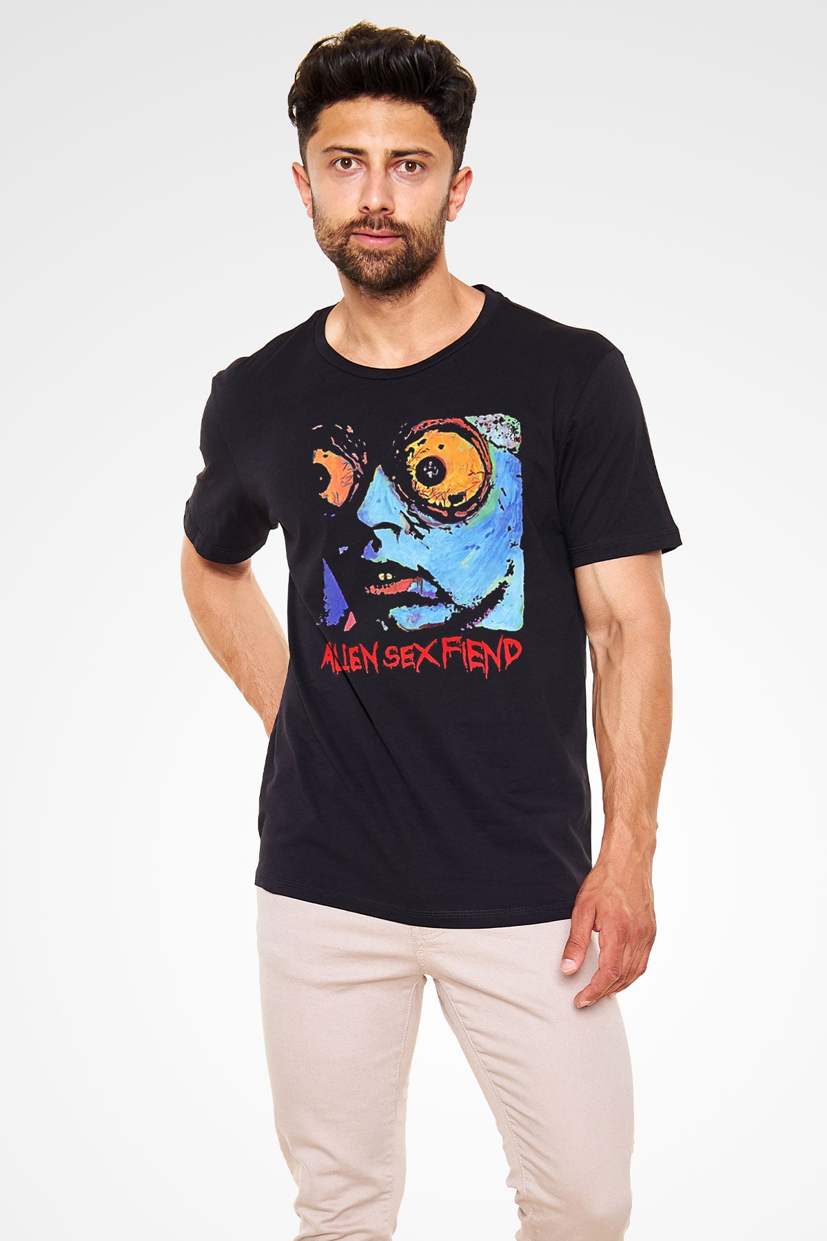Alien Sex Fiend Baskılı Unisex Siyah Tişört - Tshirt