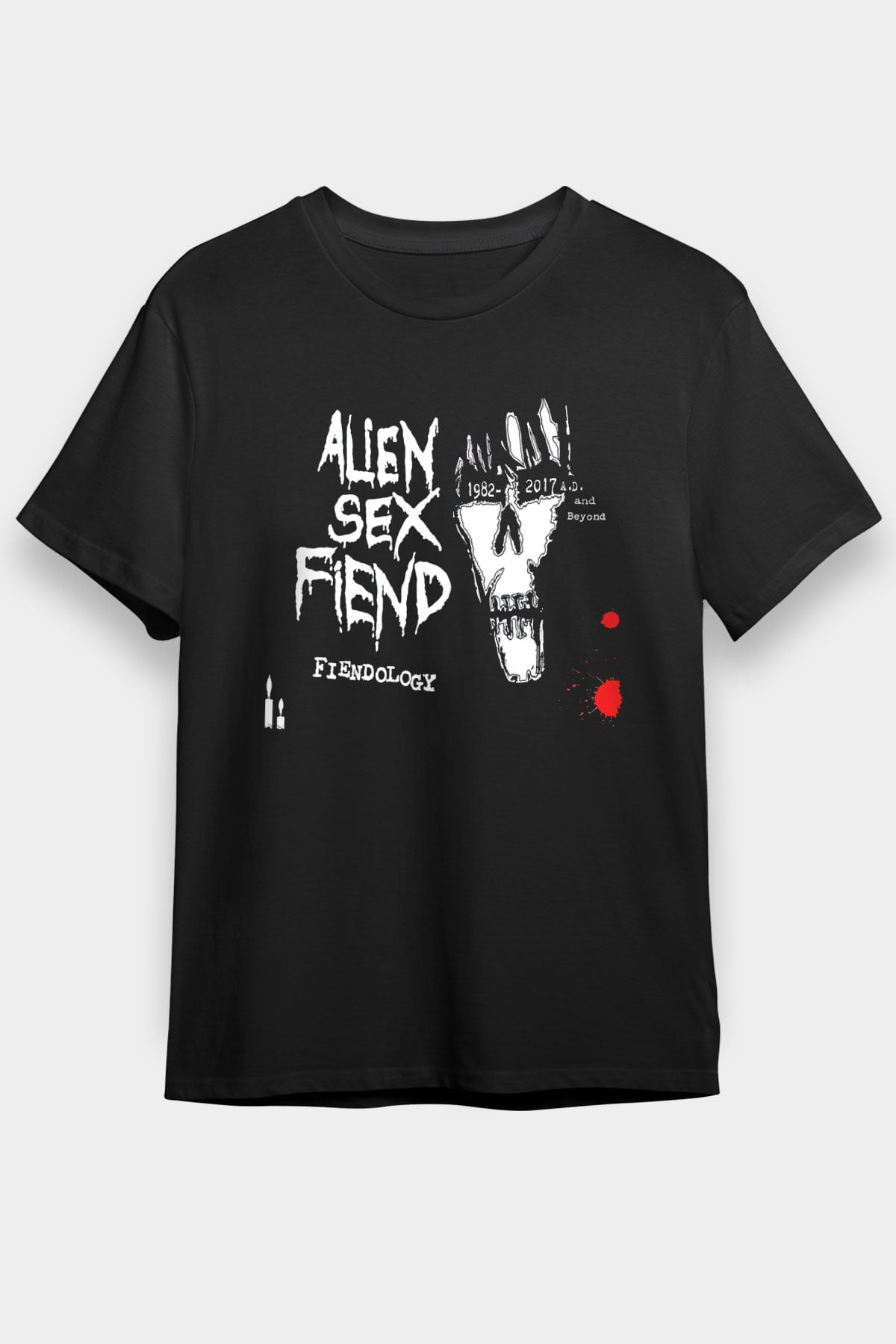 Alien Sex Fiend Baskılı Unisex Siyah Tişört - Tshirt