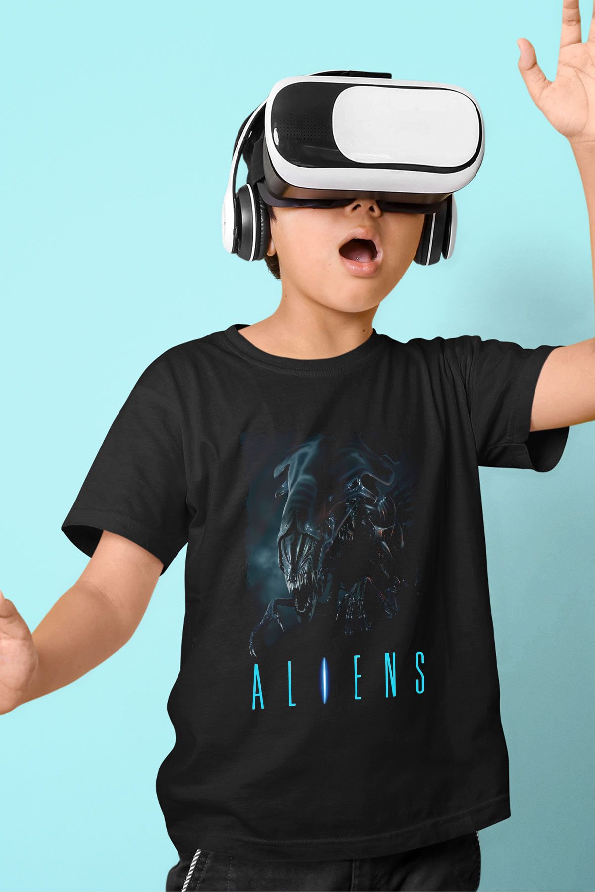 Alien Siyah Unisex Çocuk Tişört