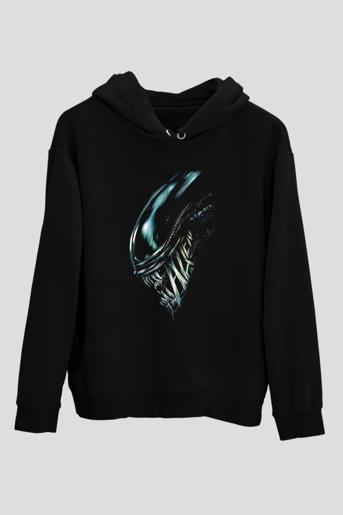 Alien Siyah Unisex Kapşonlu Sweatshirt