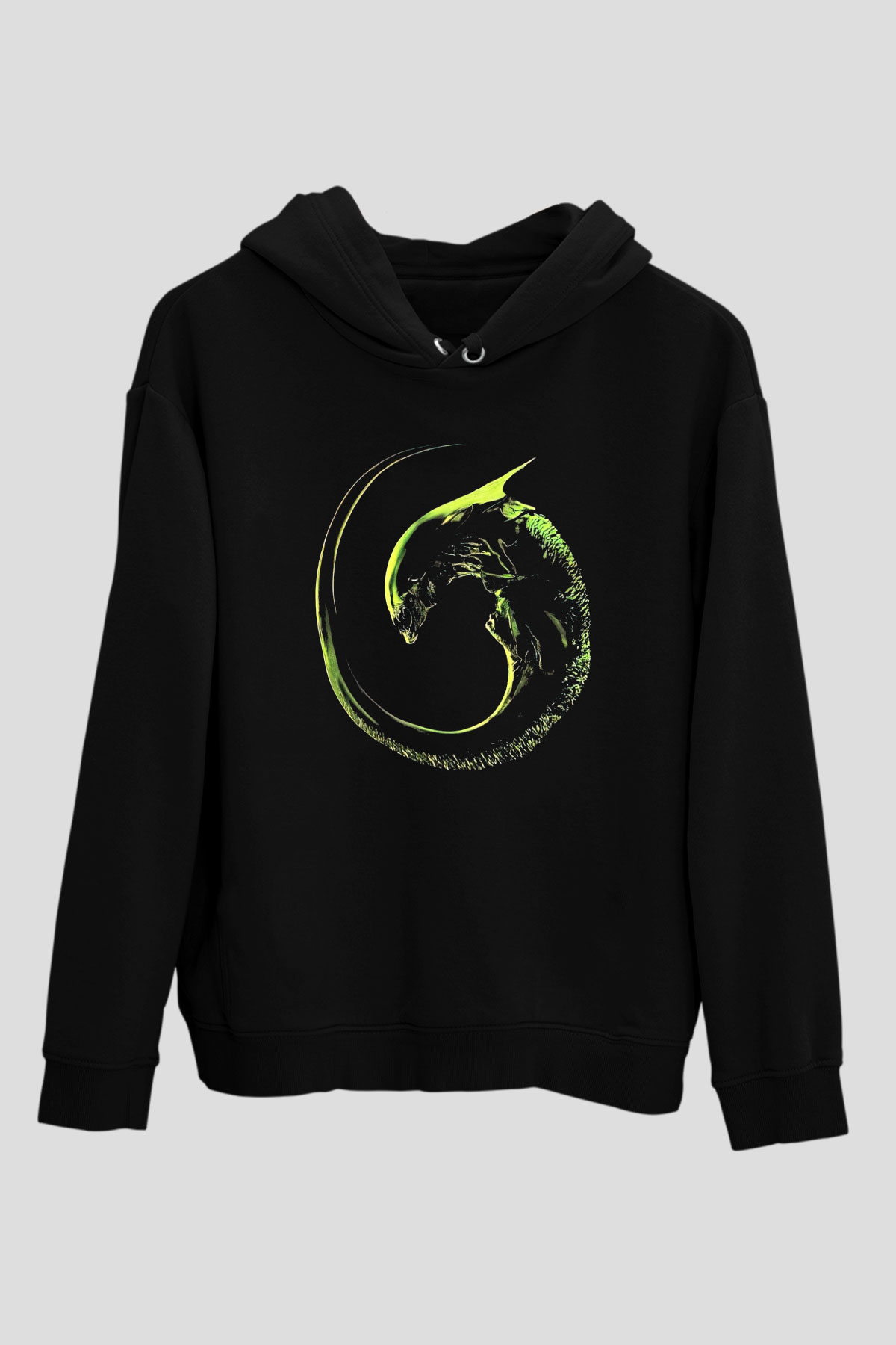 Alien Siyah Unisex Kapşonlu Sweatshirt