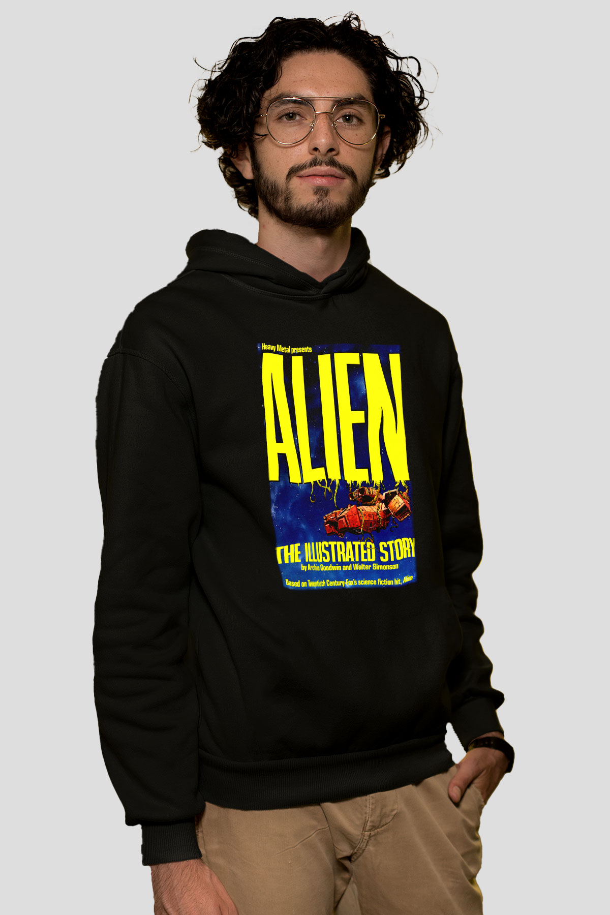 Alien Siyah Unisex Kapüşonlu Sweatshirt