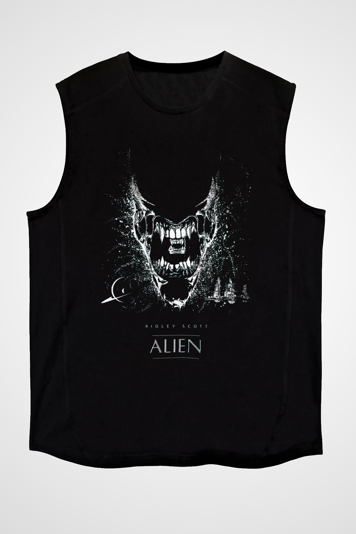 Alien Siyah Unisex Kolsuz Tişört
