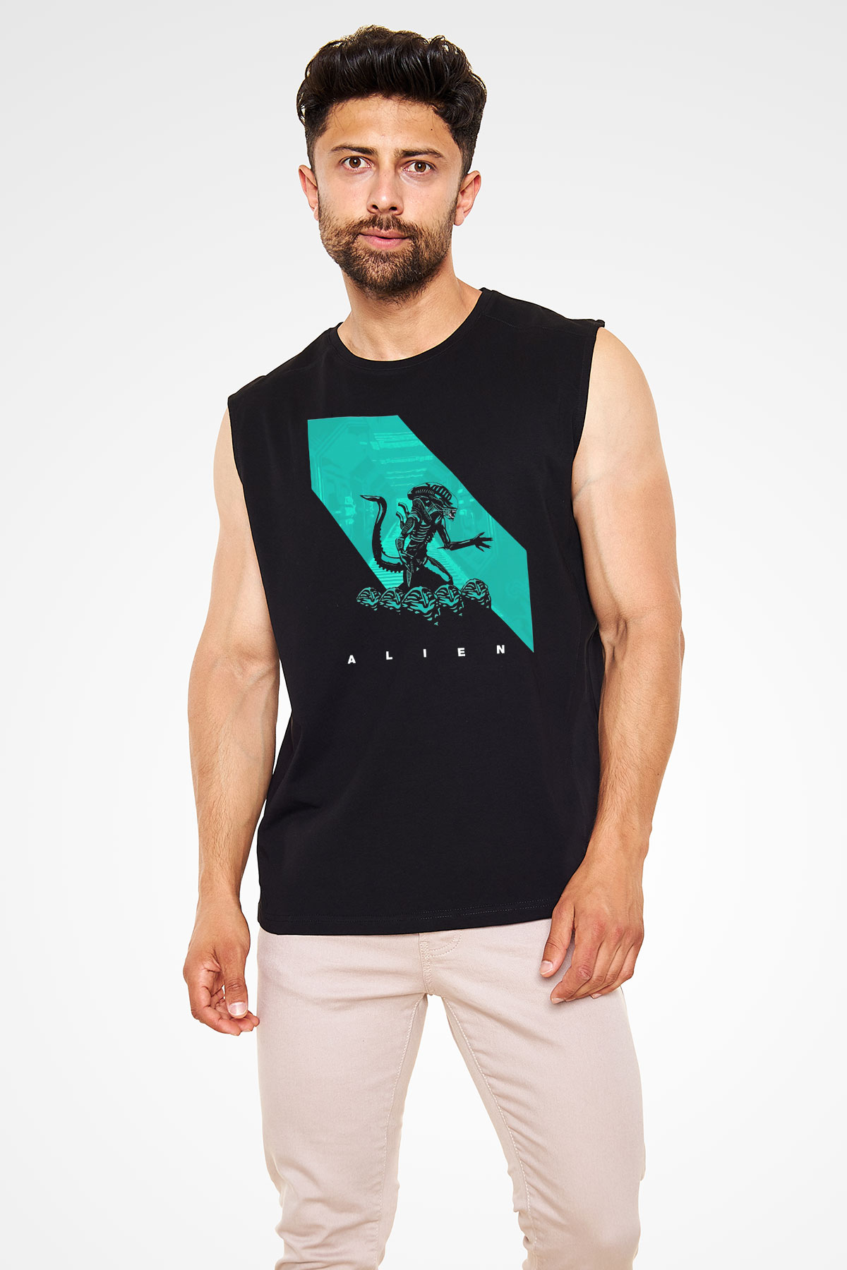 Alien Siyah Unisex Kolsuz Tişört