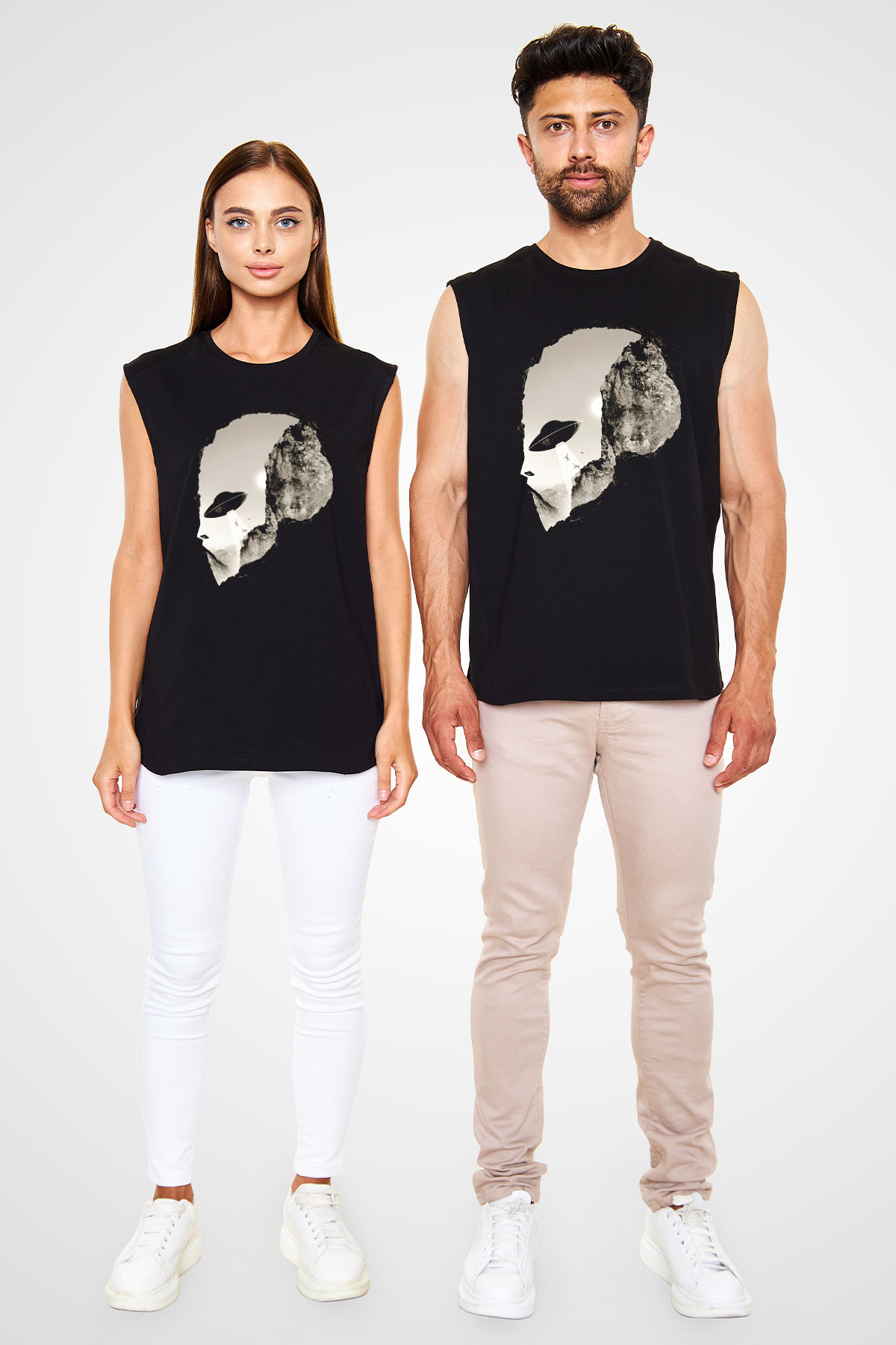 Alien Siyah Unisex Kolsuz Tişört