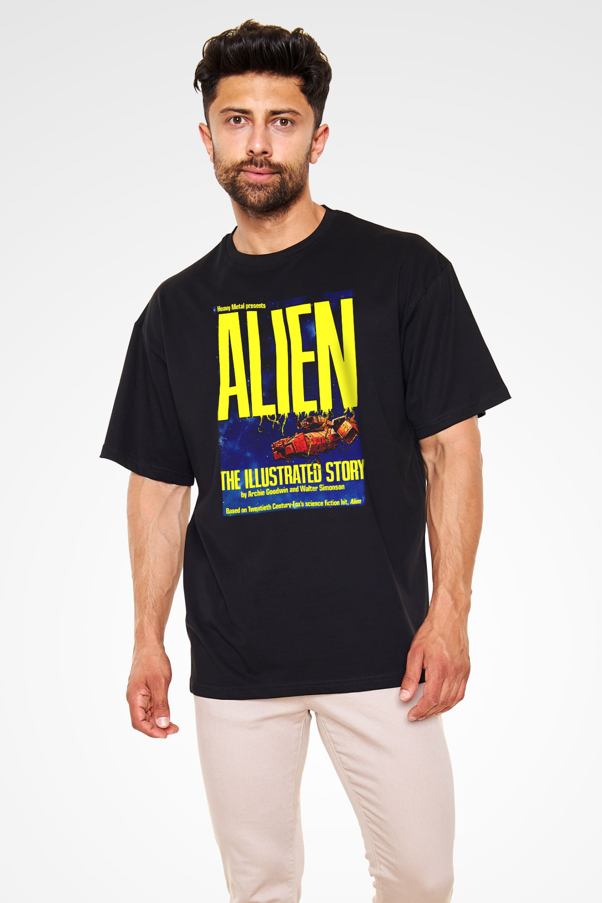 Alien Siyah Unisex Oversize Tişört