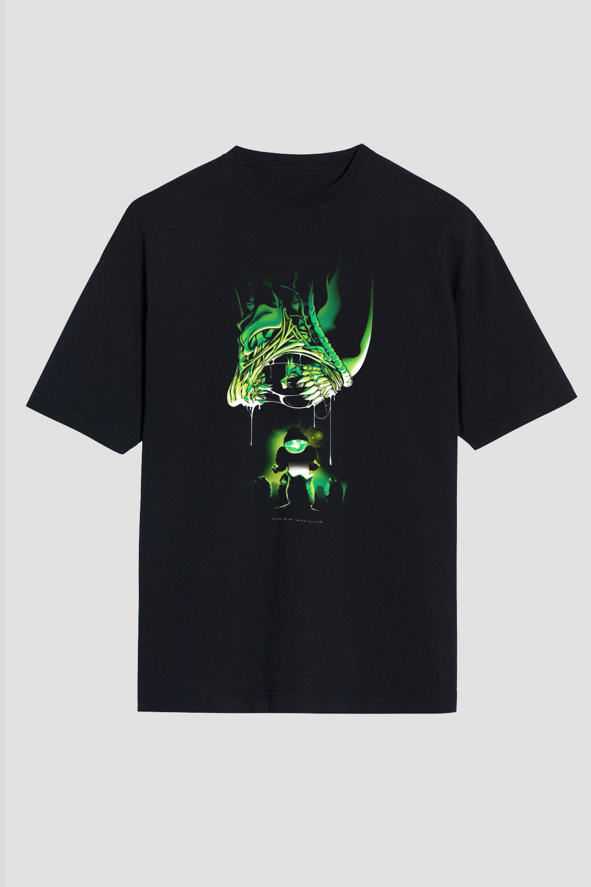 Alien Siyah Unisex Oversize Tişört T-Shirt